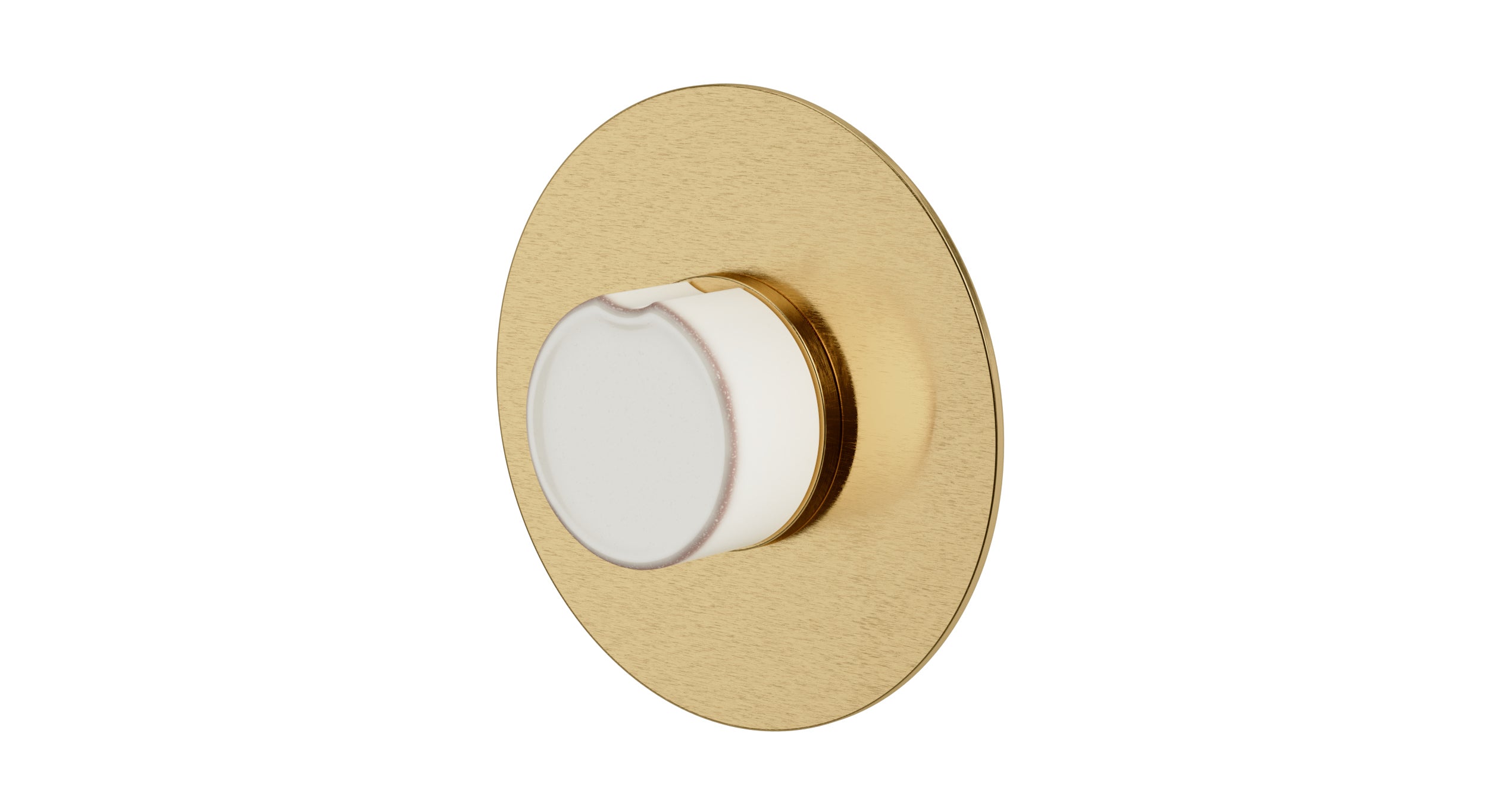 Foundry One Handle Wall Mount Shower Trim with Groove Ceramic Knob Handle in Satin Brass