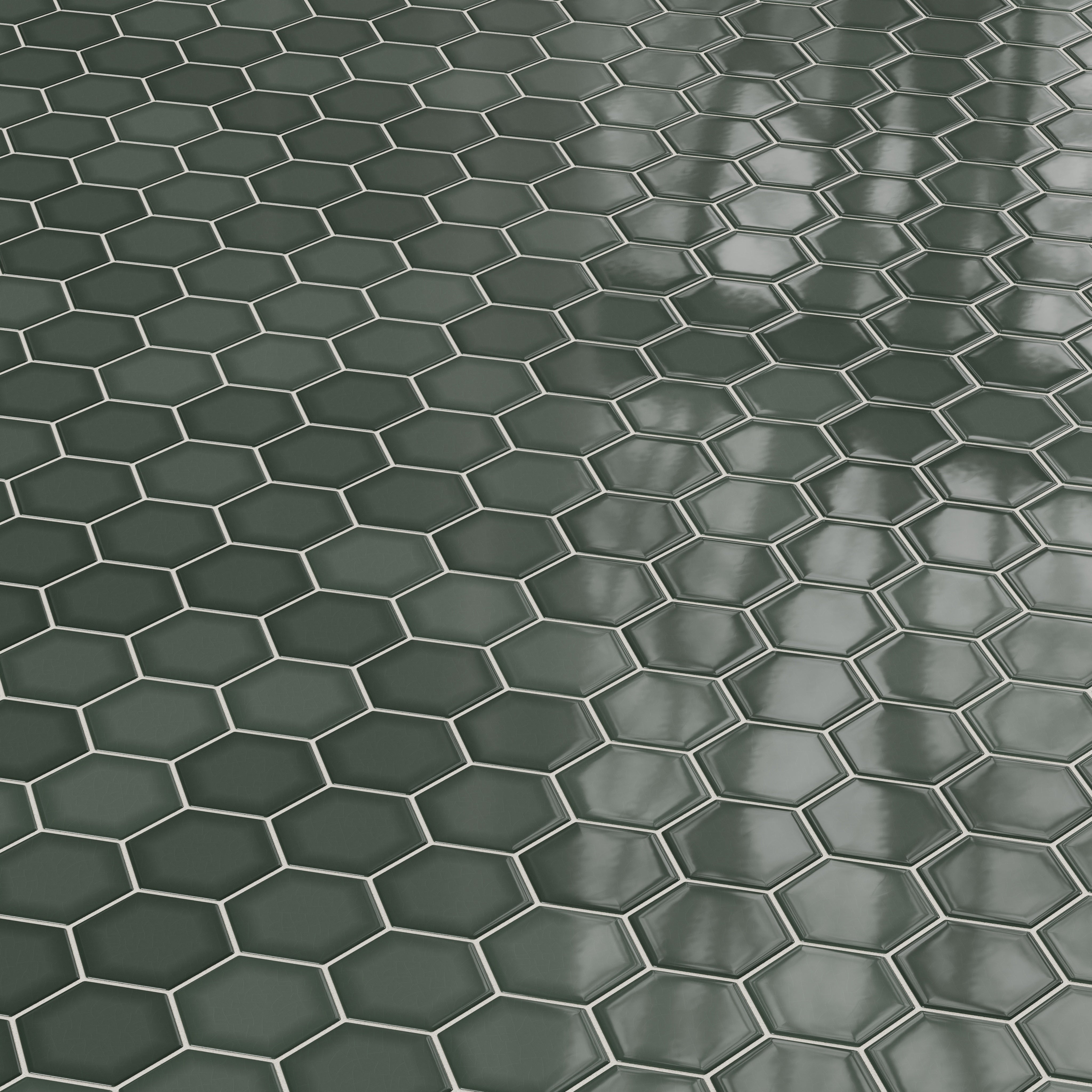 4" Hexagon Original Ceramic Tile in Tempest Gloss