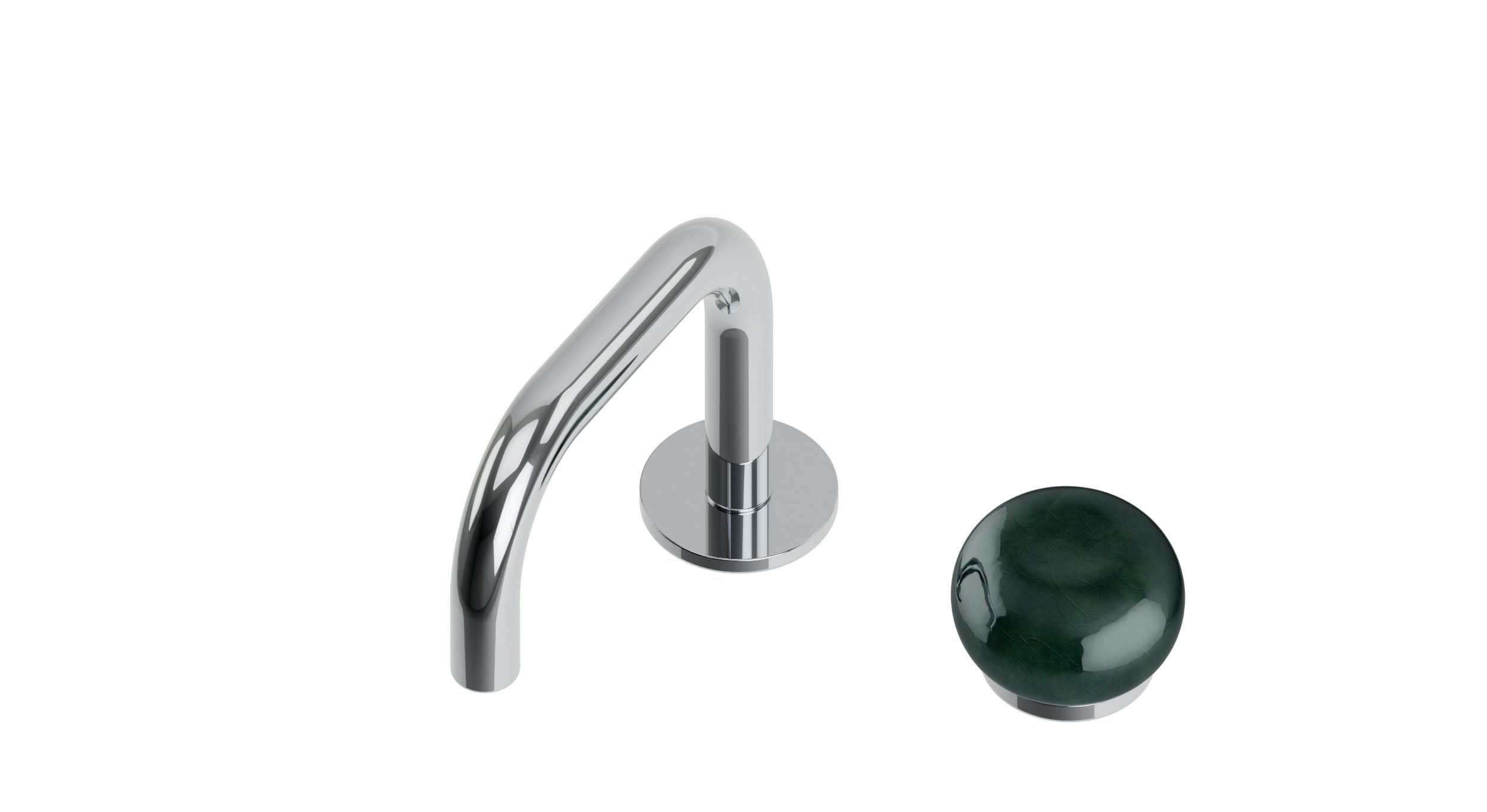 Foundry One Handle Deck Mount Squaretop Lavatory Faucet with Pebble Ceramic Knob Handle in Polished Chrome