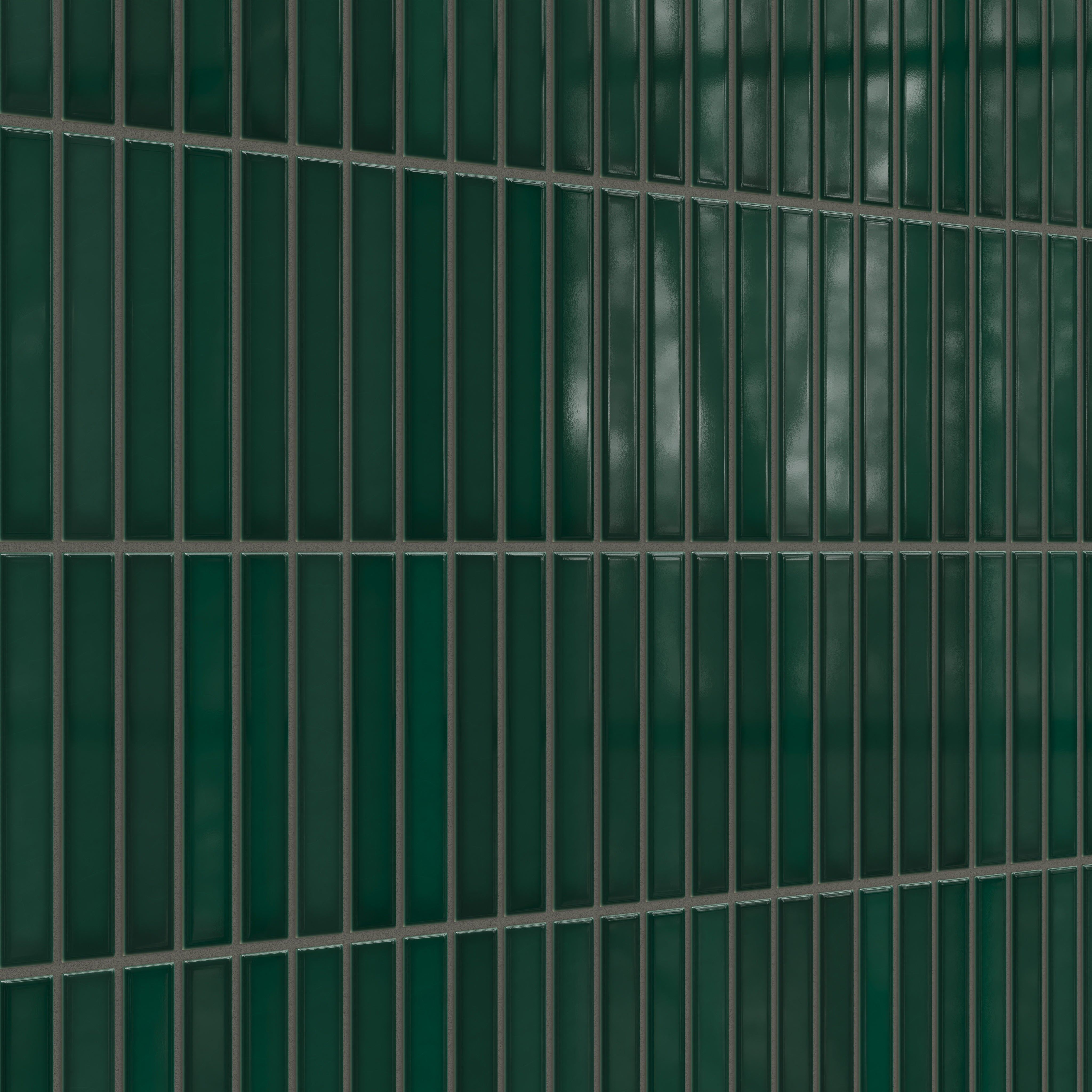 1x6 Straight Set Sheeted Original Ceramic Mosaic Tile in Evergreen Gloss