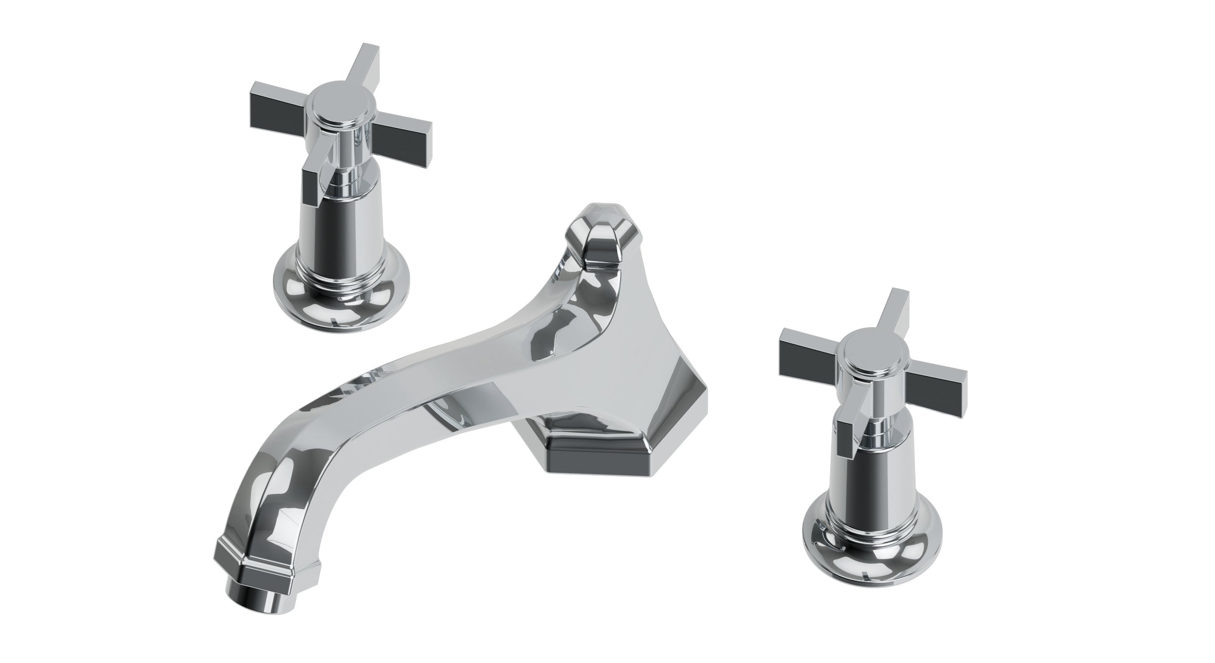 Emerson Two Handle Deck Mount Low Hexagon Bath Trim with Defined Cross Handles
