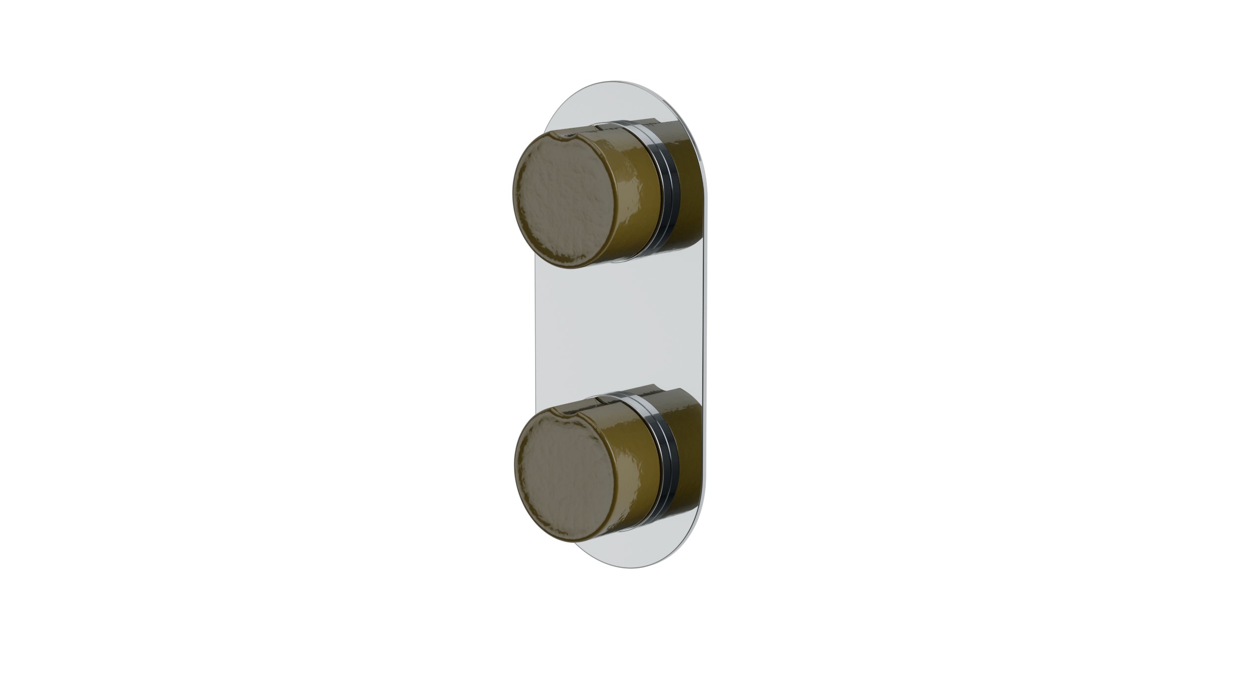 Foundry Two Handle Wall Mount Shower Trim with Groove Ceramic Knob Handles in Polished Chrome