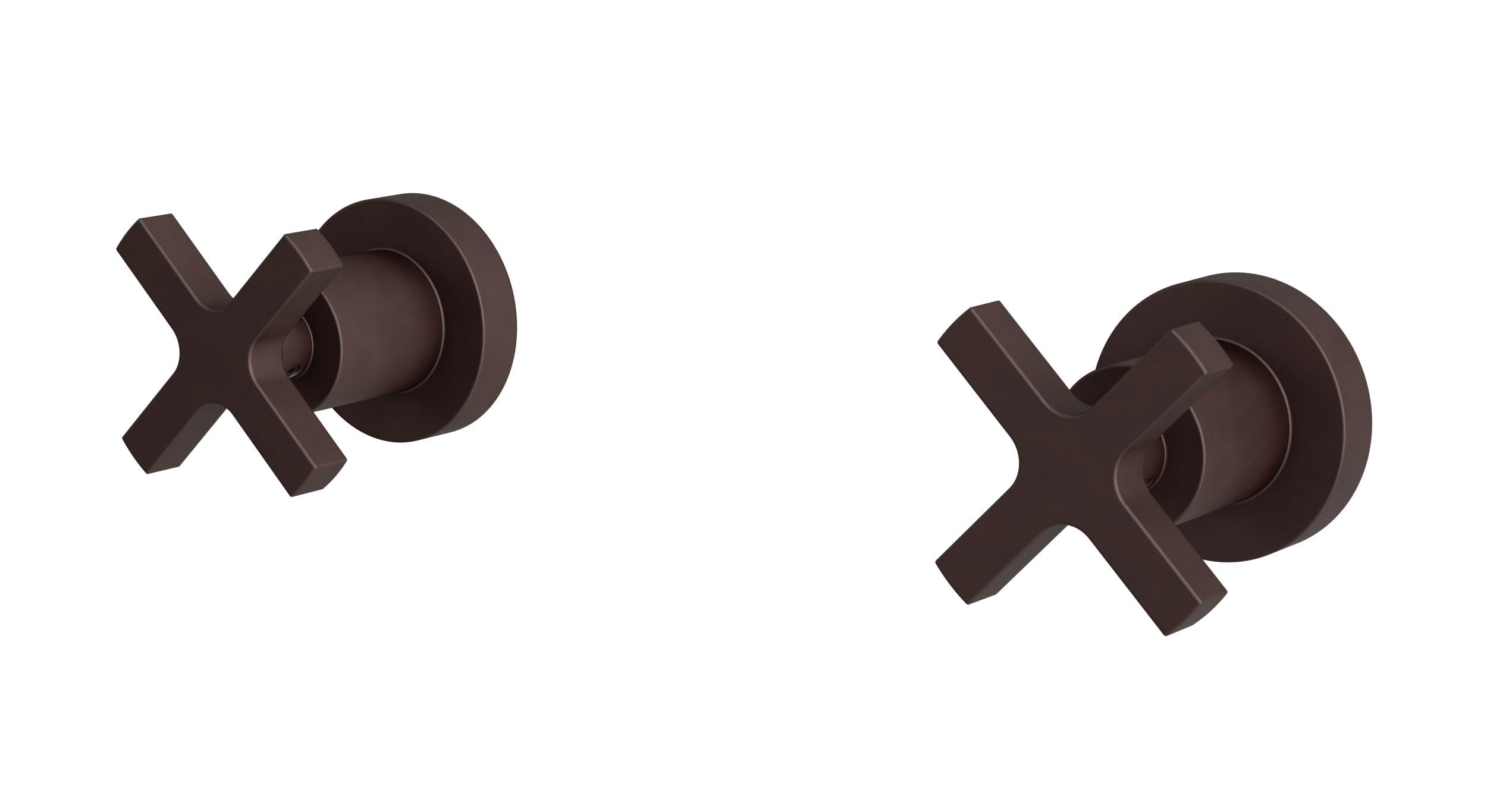 Flatiron Two Handle Wall Mount Bath Trim with Linear Cross Handles in Architectural Copper