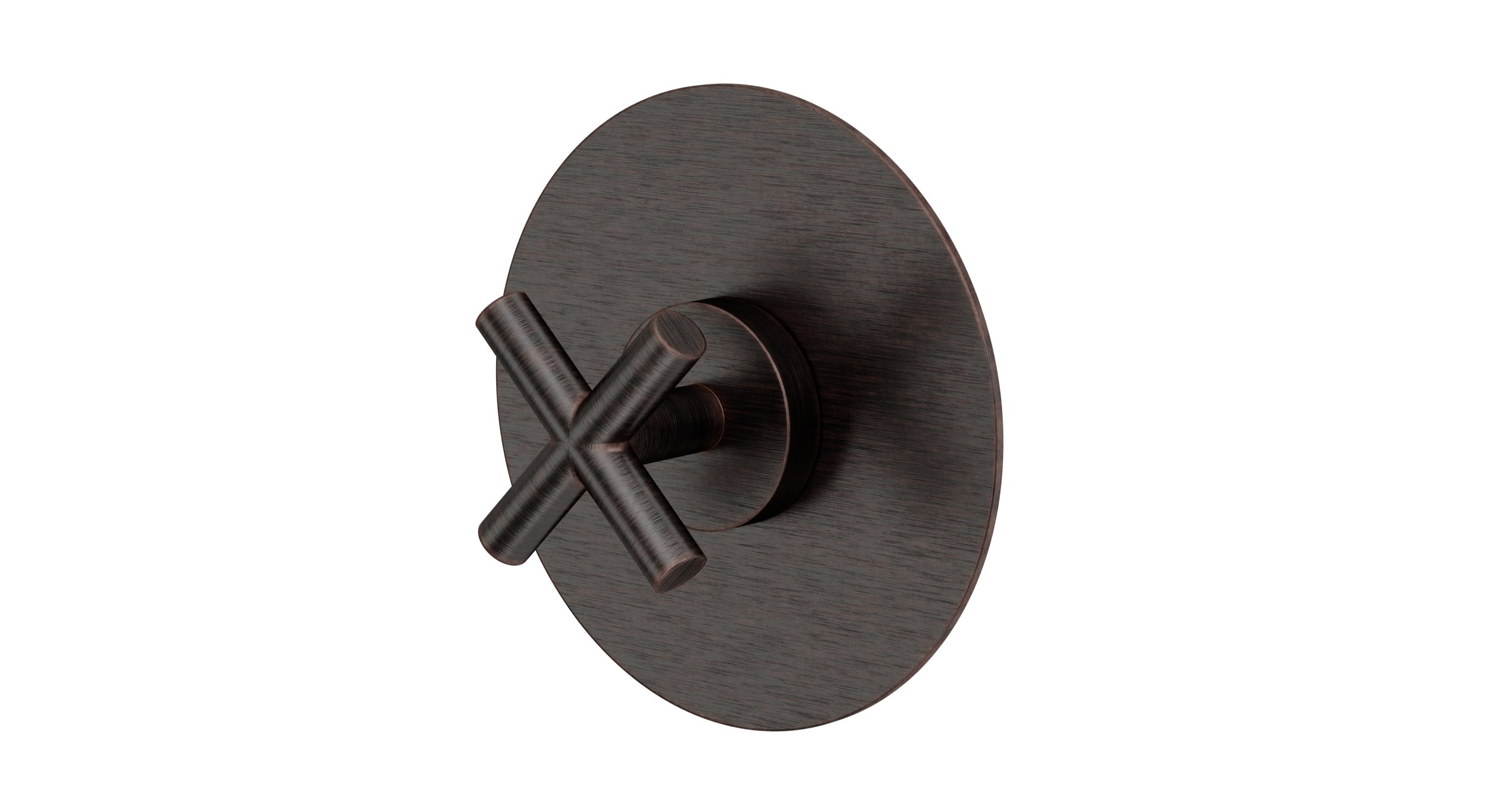 Contour One Handle Wall Mount Shower Trim with Soft Cross Handle in Antique Bronze