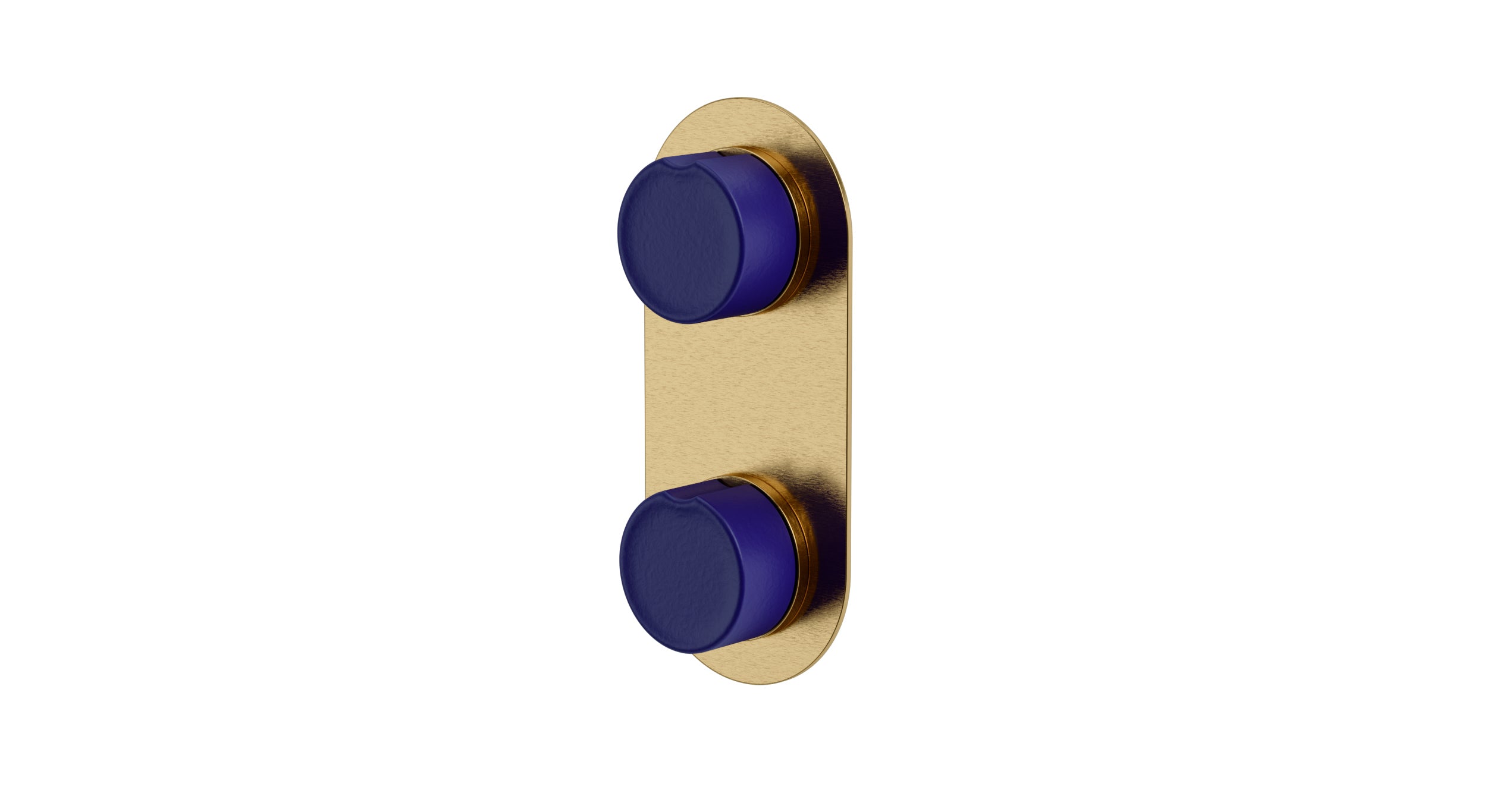 Foundry Two Handle Wall Mount Shower Trim with Groove Ceramic Knob Handles in Satin Brass