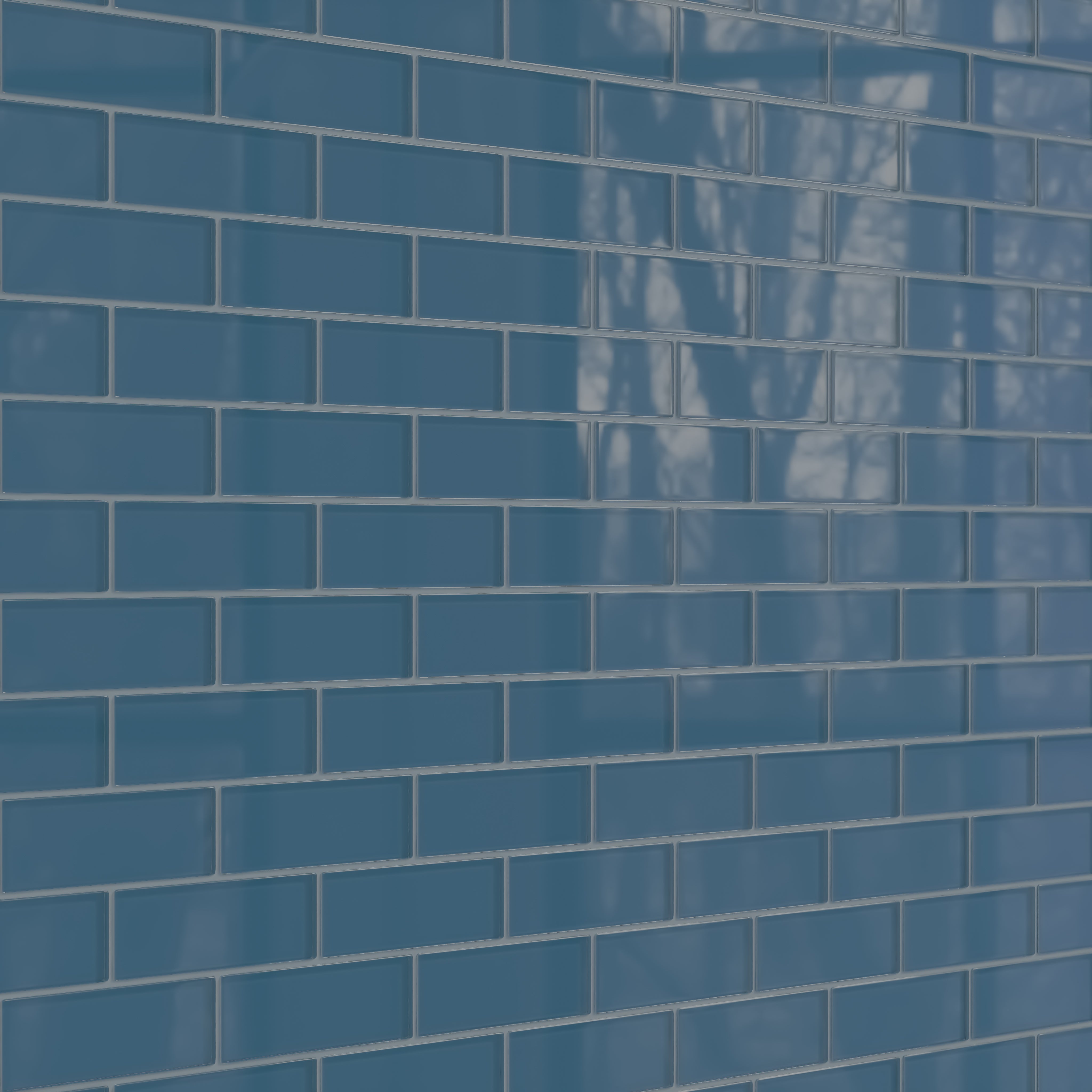 2x6 Glass Tile in Blue Jay Gloss