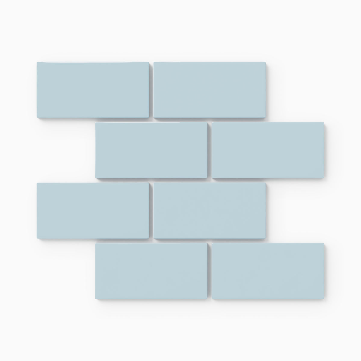 2x4 Half Offset Sheeted Natural Press Ceramic Mosaic Tile in Egyptian Blue Gloss