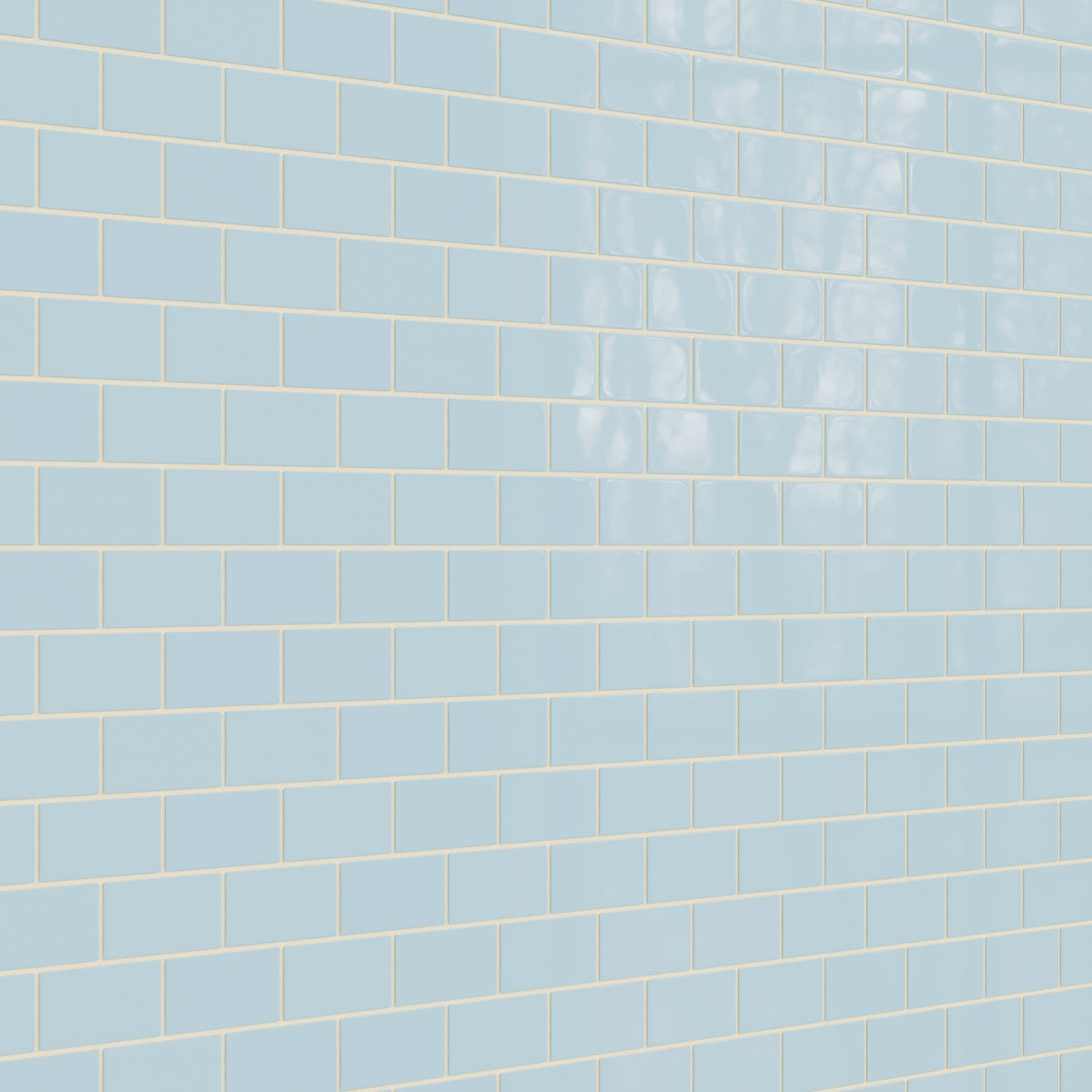2x4 Half Offset Sheeted Natural Press Ceramic Mosaic Tile in Egyptian Blue Gloss