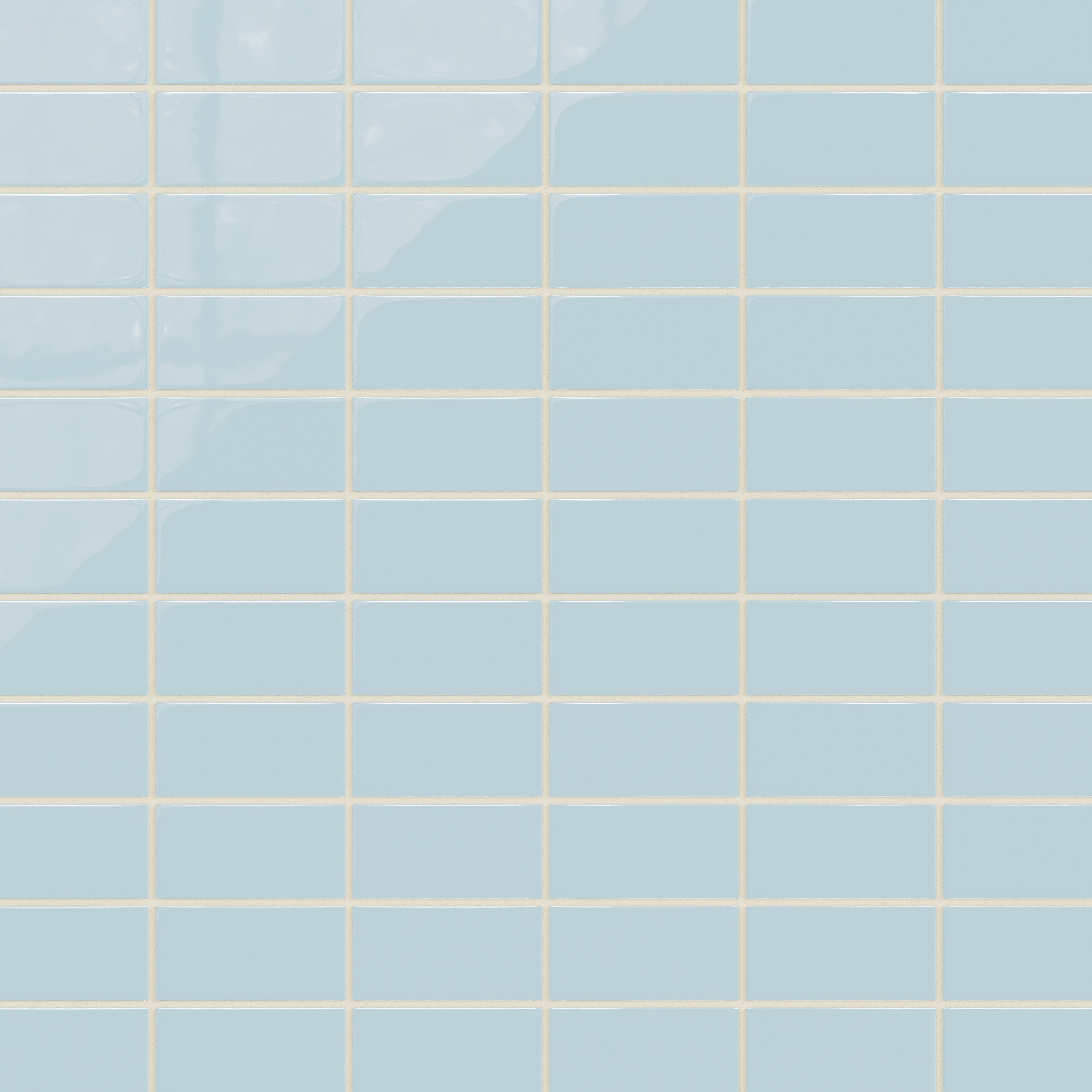2x4 Straight Set Sheeted Natural Press Ceramic Mosaic Tile in Egyptian Blue Gloss