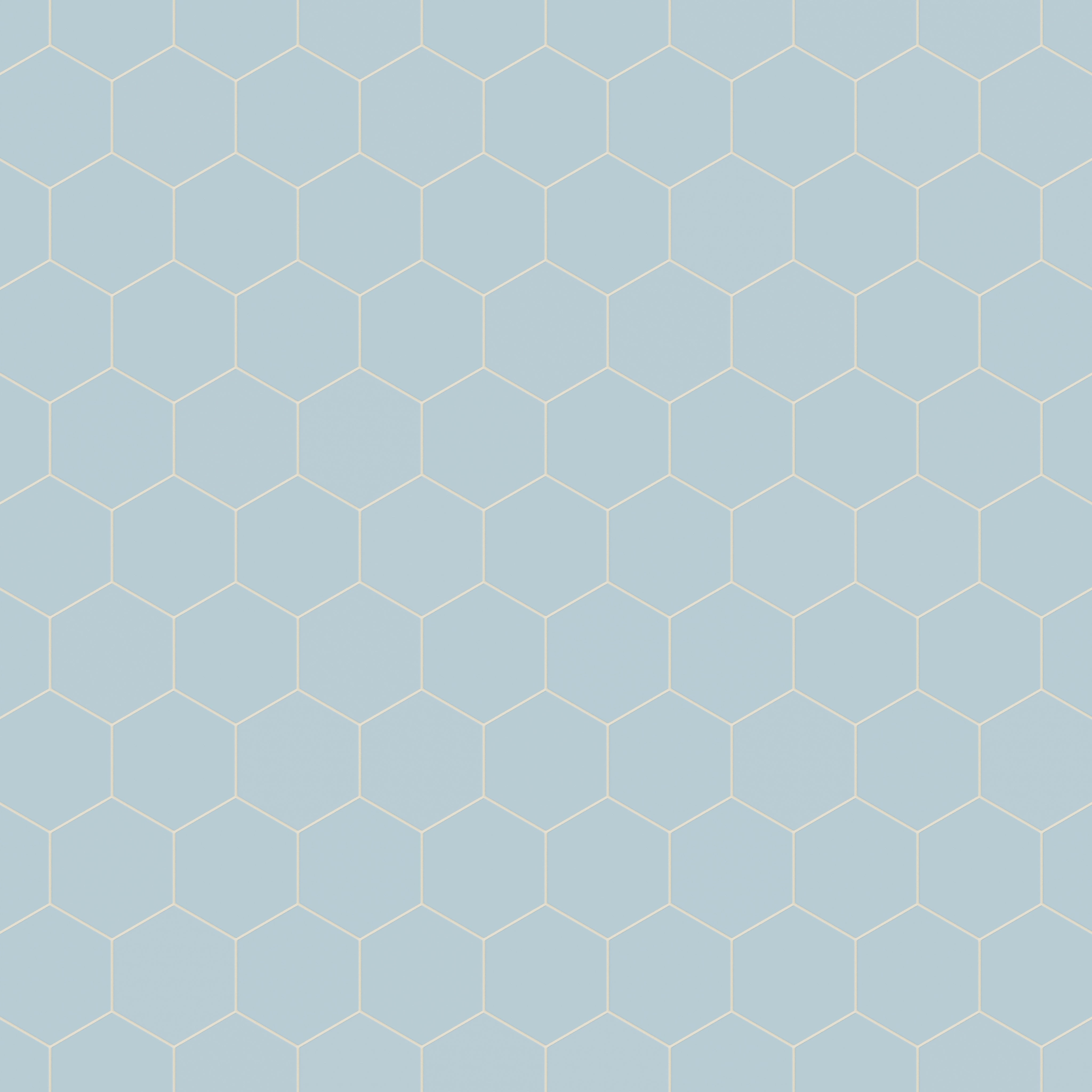 8" Hexagon Natural Press Ceramic Tile in Egyptian Blue Matte