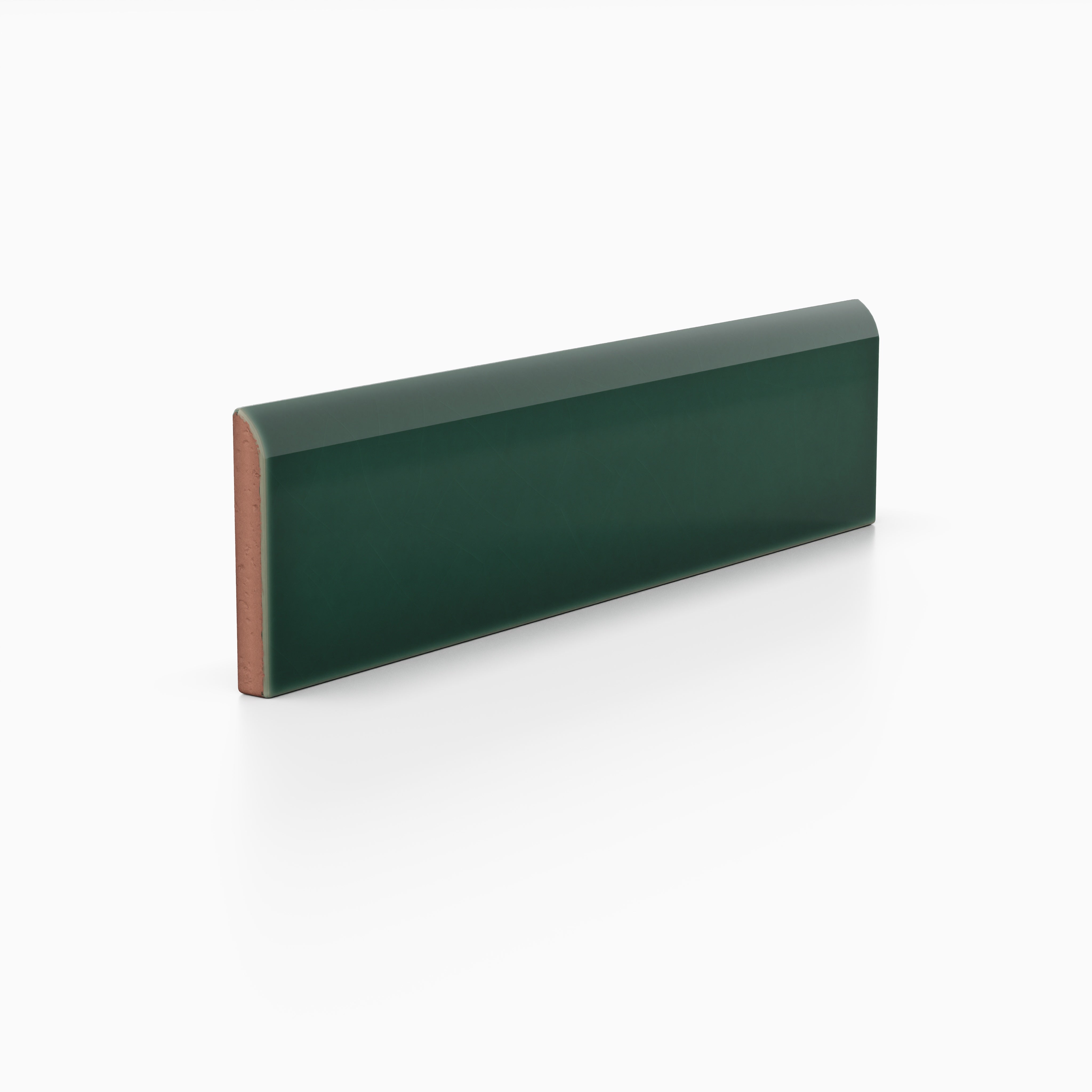 Quick Ship 2x8 Long Edge Bullnose Original Ceramic Trim in Evergreen Gloss