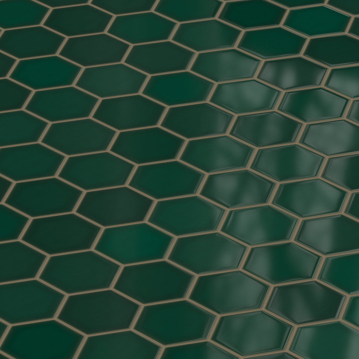 6" Hexagon Original Ceramic Tile in Evergreen Gloss