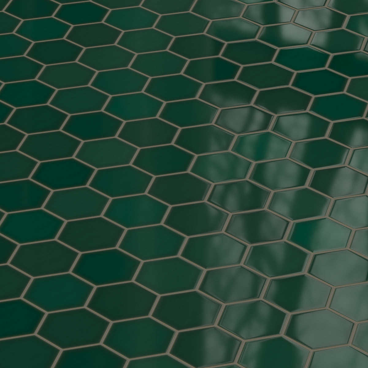 8" Hexagon Original Ceramic Tile in Evergreen Gloss