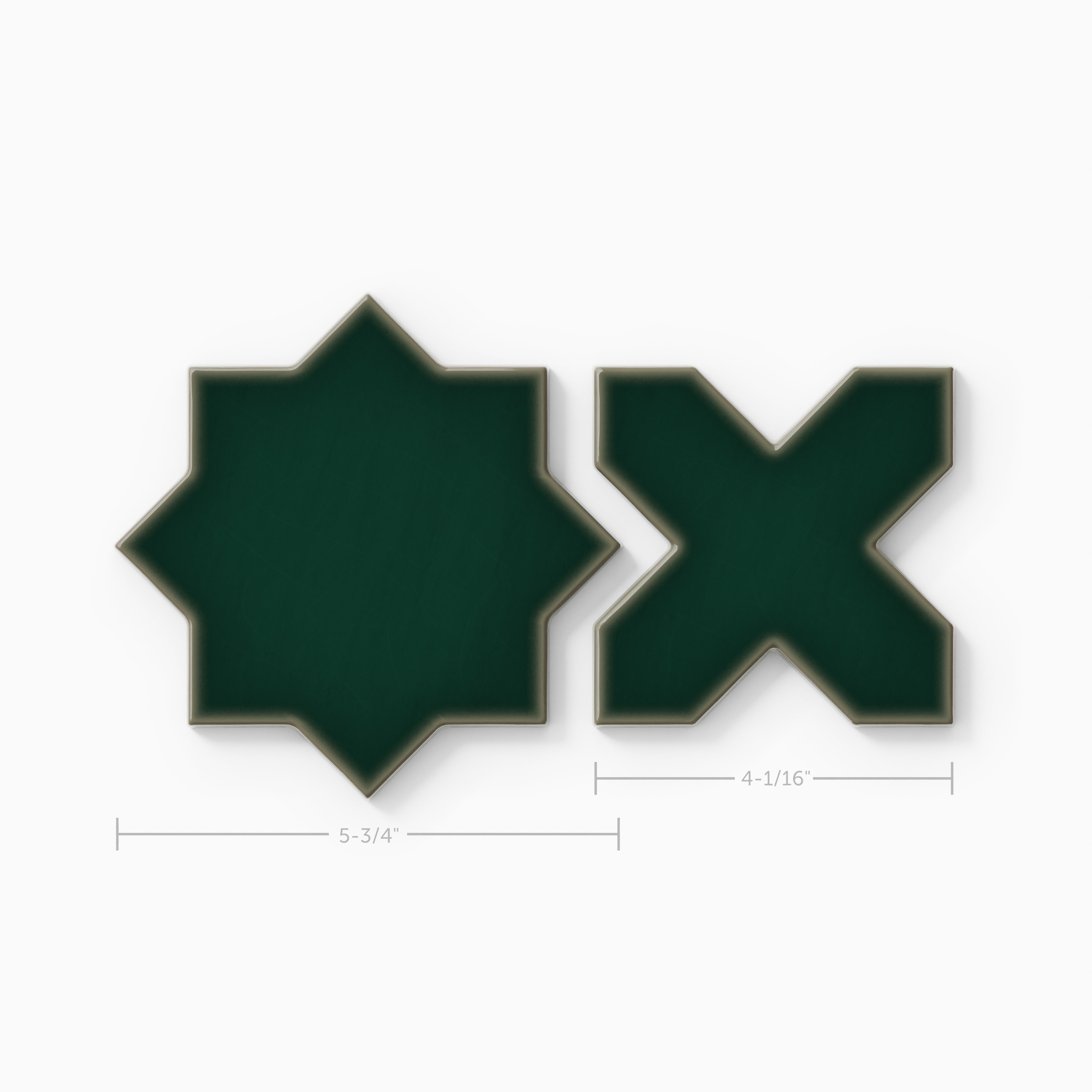 Mini Star & Cross Original Ceramic Tile in Evergreen Gloss