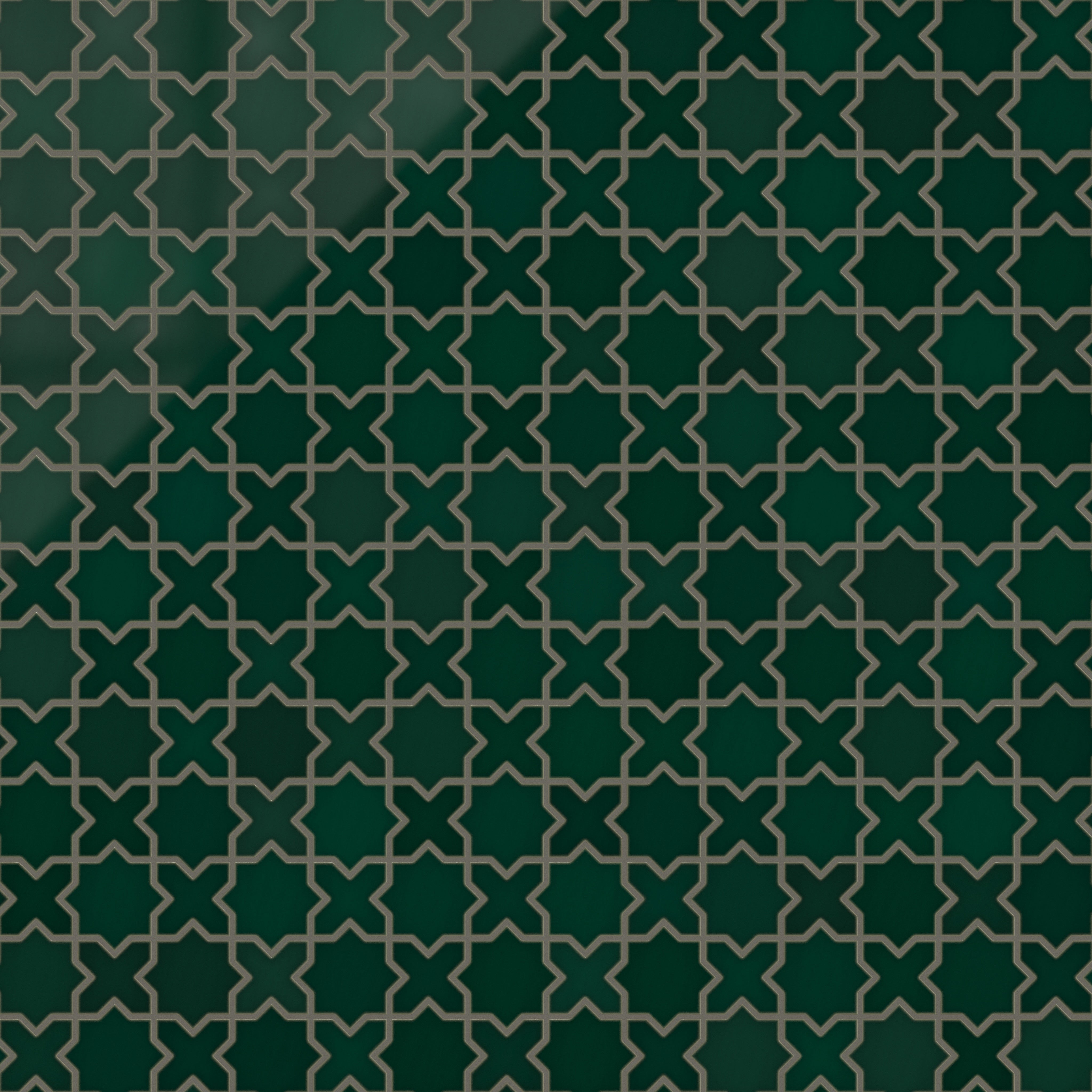 Mini Star & Cross Original Ceramic Tile in Evergreen Gloss