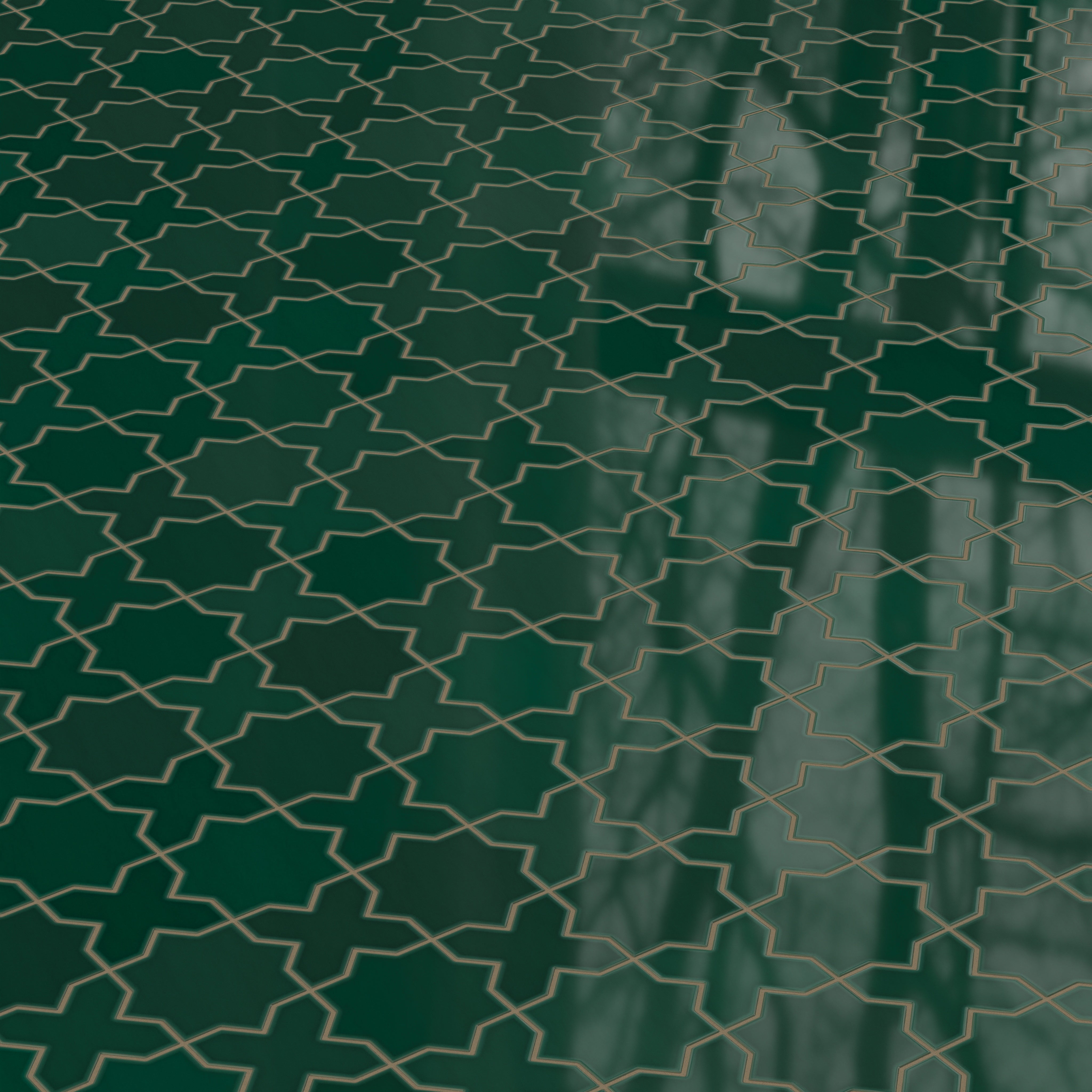 Star & Cross Original Ceramic Tile in Evergreen Gloss
