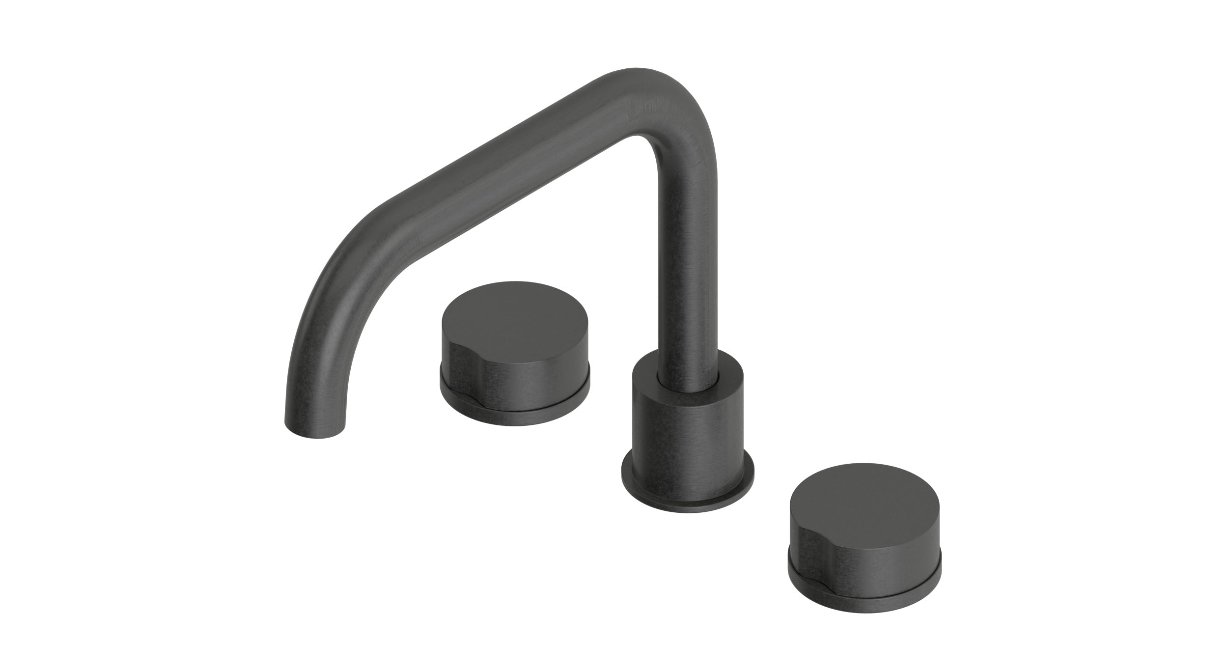 Foundry Two Handle Deck Mount Squaretop Bath Trim with Barrel Knob Handles in Blackened Nickel