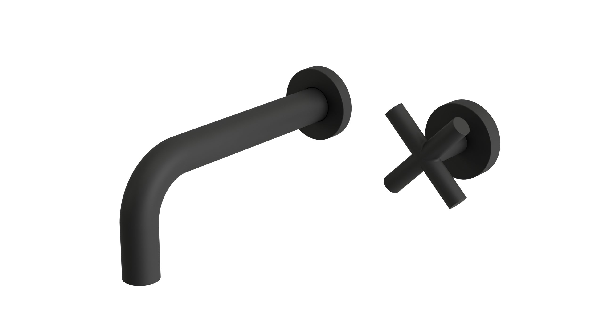 Contour One Handle Wall Mount 7.5" Lavatory Faucet with Soft Cross Handle in Matte Black