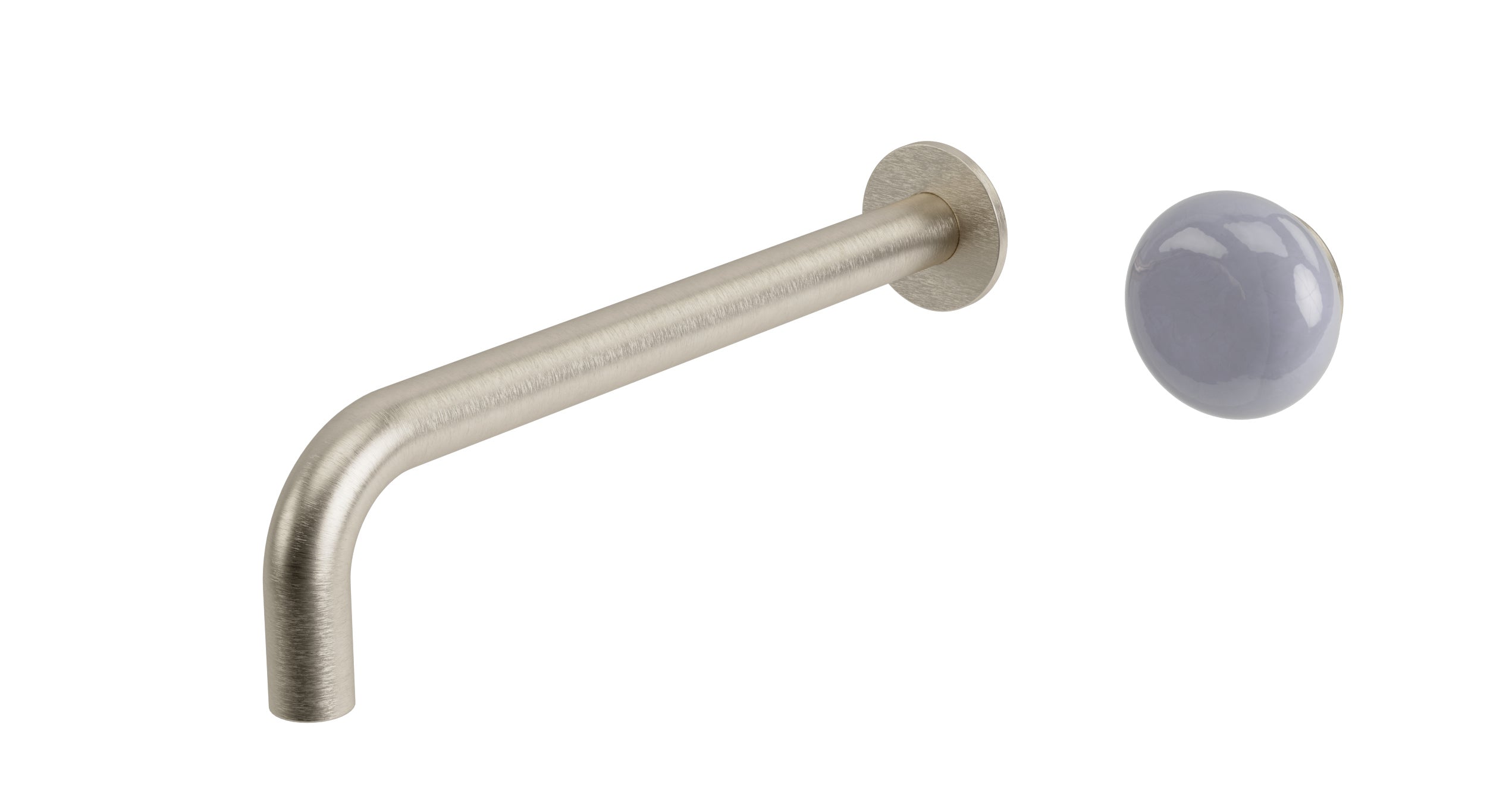 Foundry One Handle Wall Mount 10" Lavatory Faucet with Pebble Ceramic Knob Handle in Satin Nickel