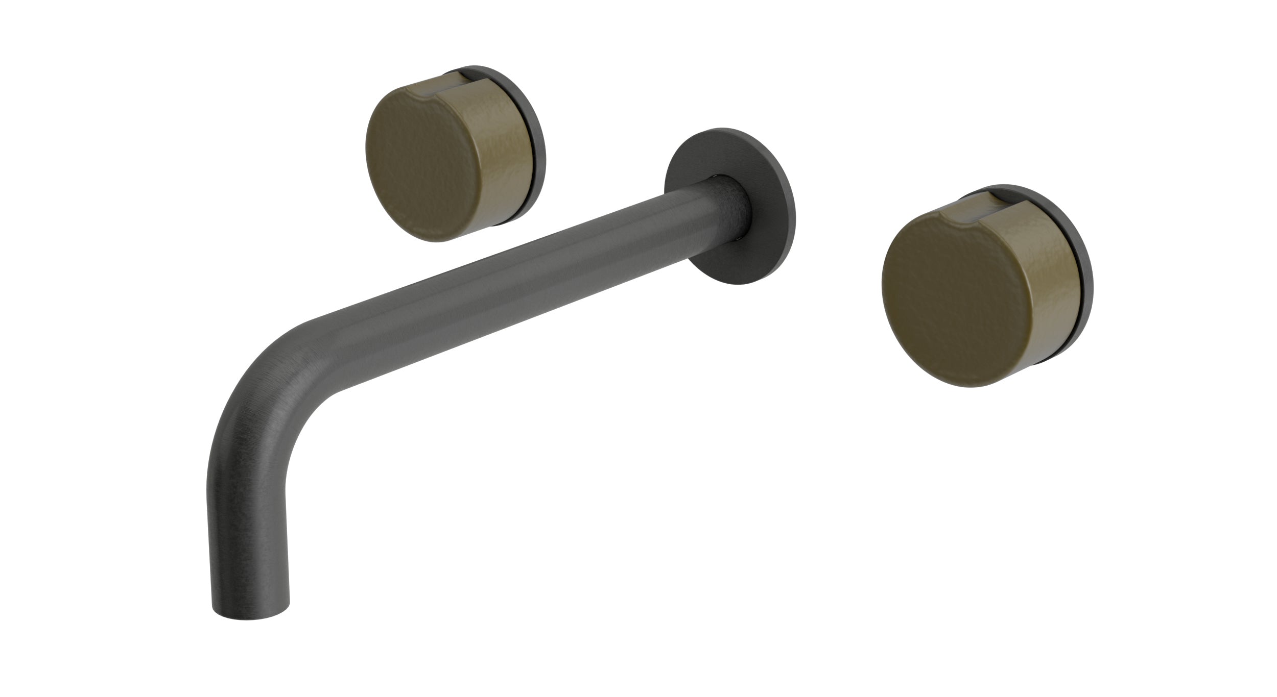 Foundry Two Handle Wall Mount 7.5" Lavatory Faucet with Groove Ceramic Knob Handles in Blackened Nickel