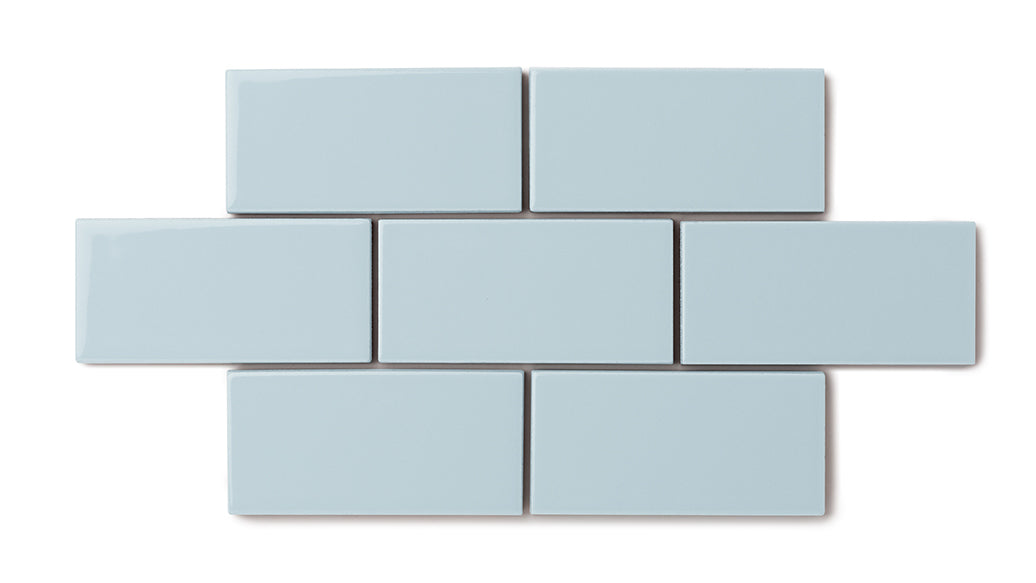 3x3 Straight Set Sheeted Natural Press Ceramic Mosaic Tile in Egyptian Blue Gloss