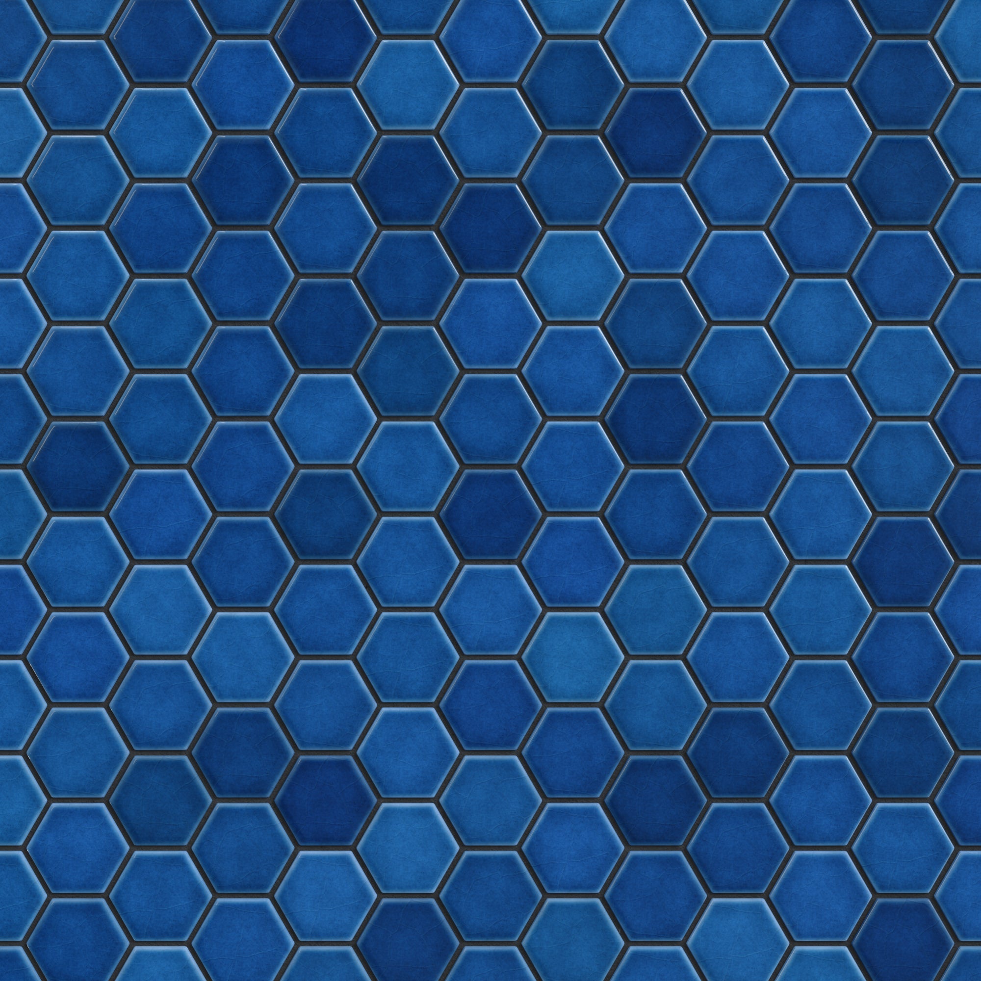 1" Hexagon Sheeted Original Ceramic Mosaic Tile in Lake Tahoe Gloss