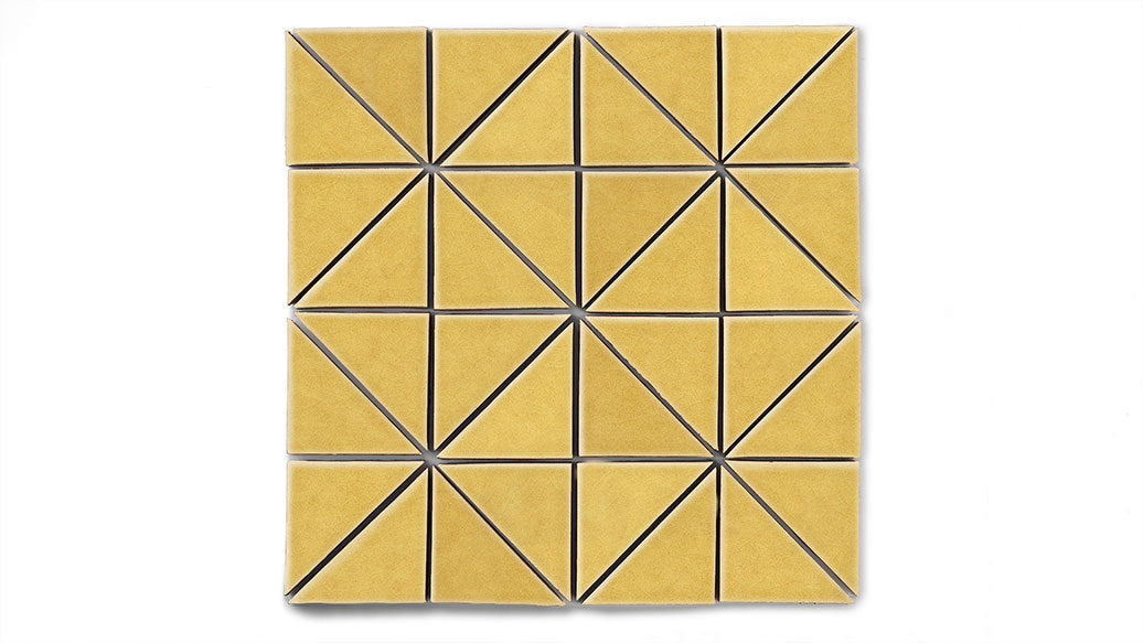 3" Triangle Sheeted - Quadrant Original Ceramic Mosaic Tile in Haystack Gloss