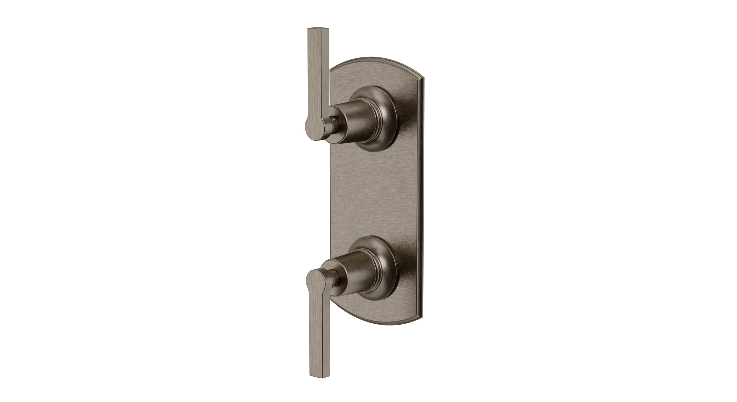 Emerson Two Handle Wall Mount Shower Trim with Classic Lever Handles in Antique Nickel