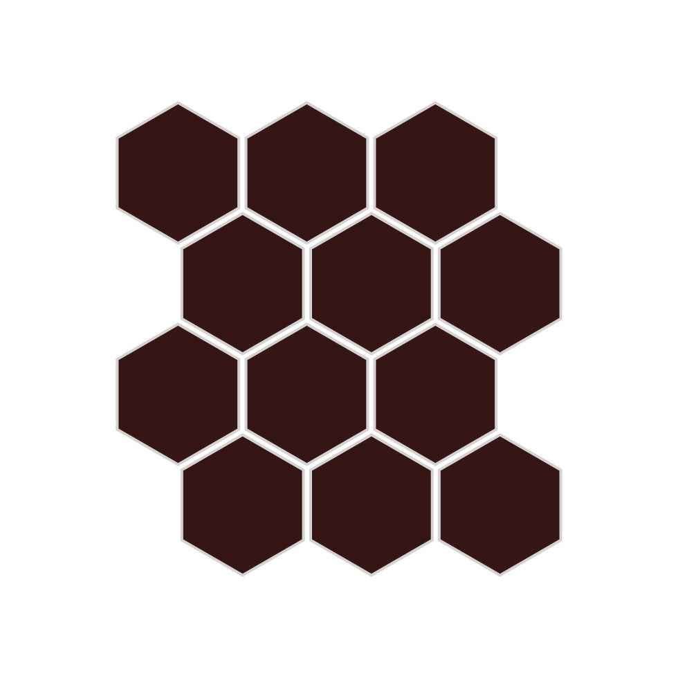 2" Hexagon Sheeted Original Ceramic Mosaic Tile in Garnet Matte