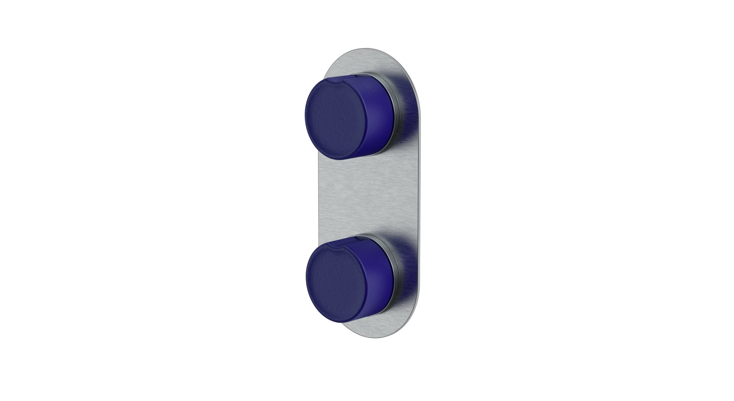 Foundry Two Handle Wall Mount Shower Trim with Groove Ceramic Knob Handles in Satin Chrome