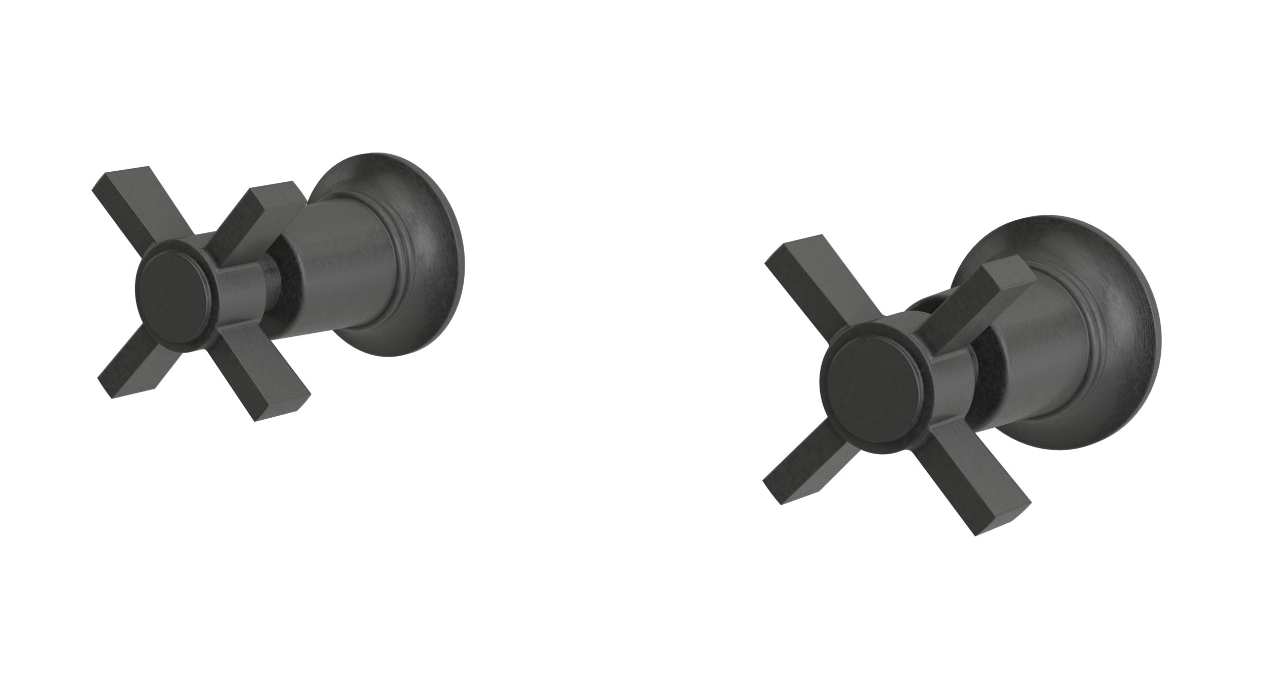 Emerson Two Handle Wall Mount Bath Trim with Defined Cross Handles in Blackened Nickel