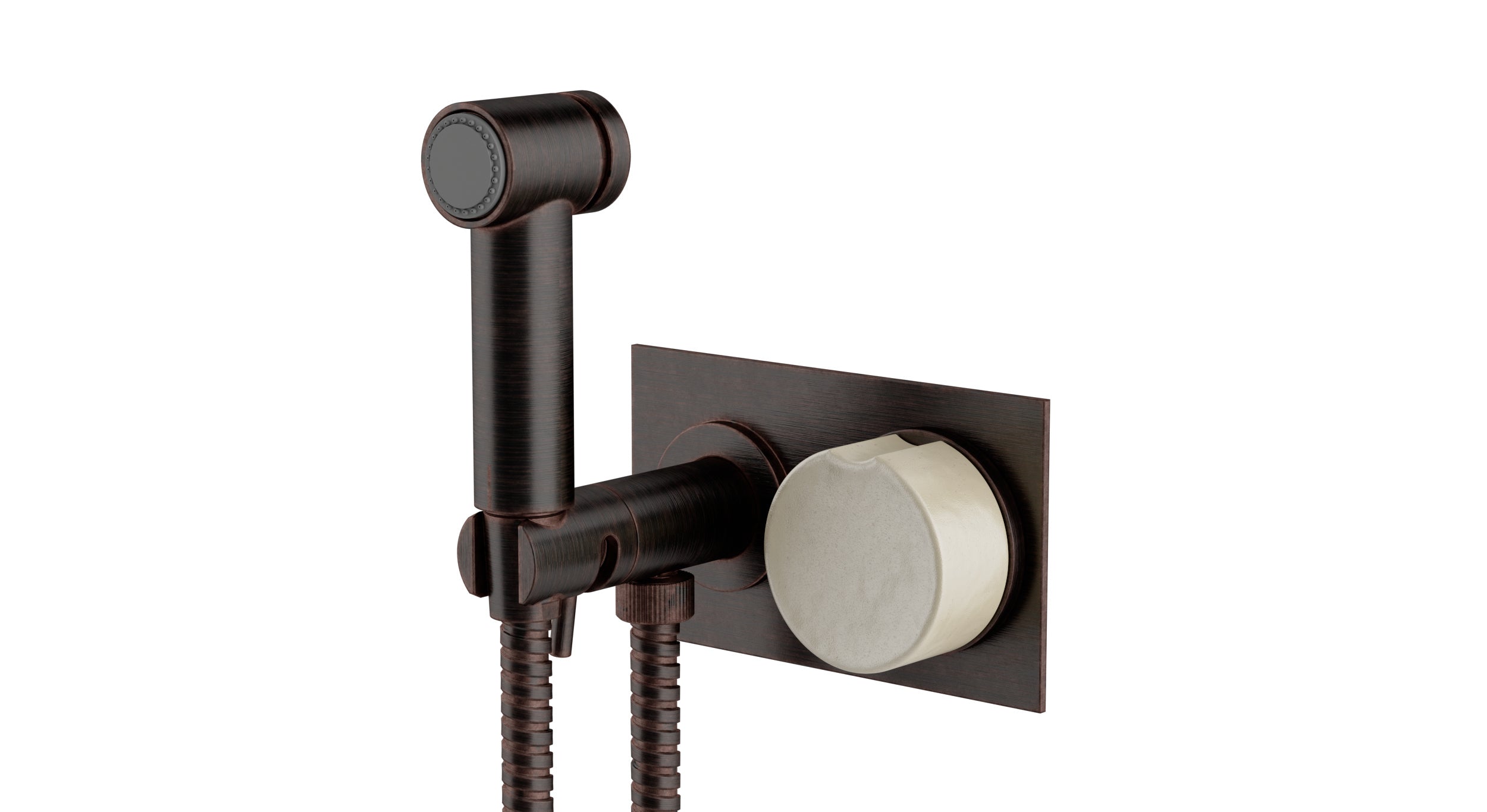 Foundry One Handle Wall Mount Bidet Trim with Groove Ceramic Knob Handle in Antique Bronze