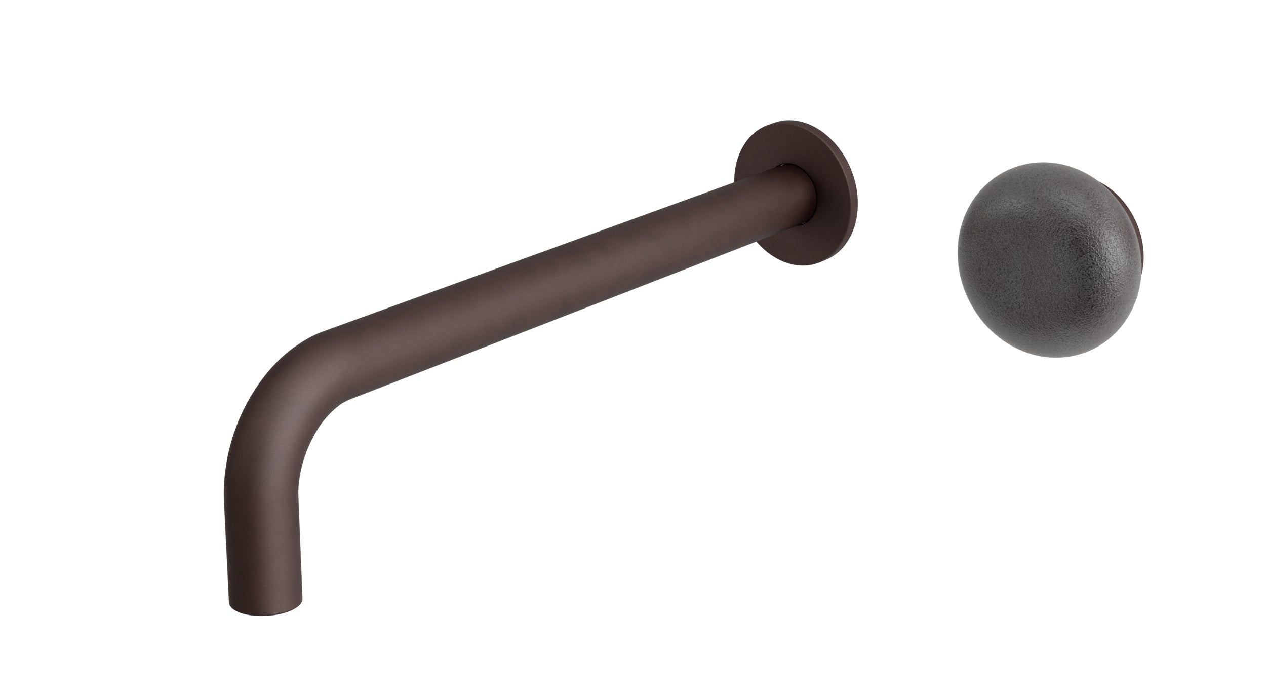 Foundry One Handle Wall Mount 10" Lavatory Faucet with Pebble Ceramic Knob Handle in Architectural Copper