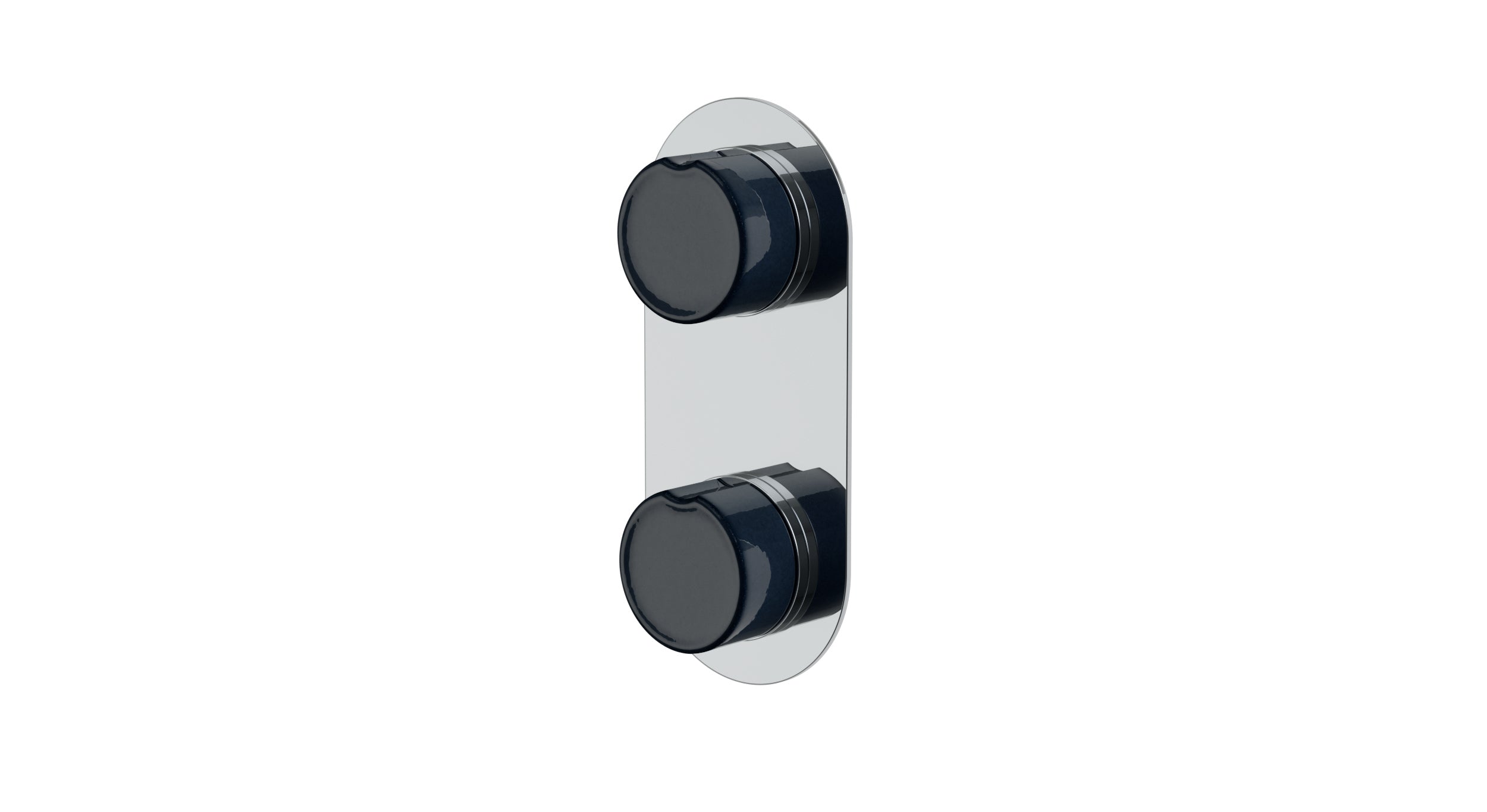 Foundry Two Handle Wall Mount Shower Trim with Groove Ceramic Knob Handles in Polished Chrome