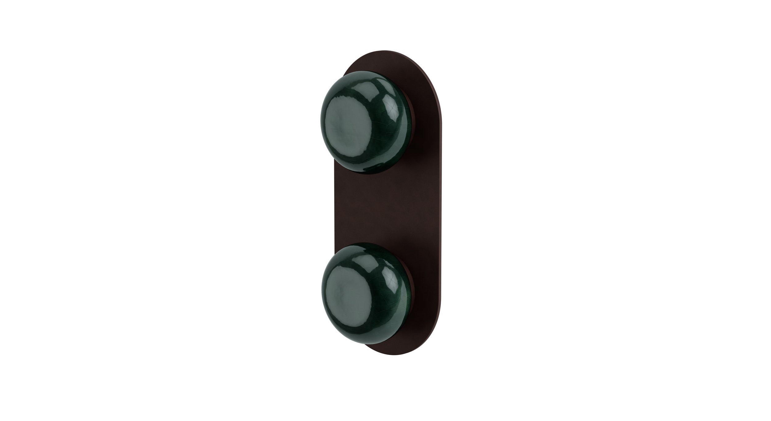 Foundry Two Handle Wall Mount Shower Trim with Pebble Ceramic Knob Handles in Architectural Copper
