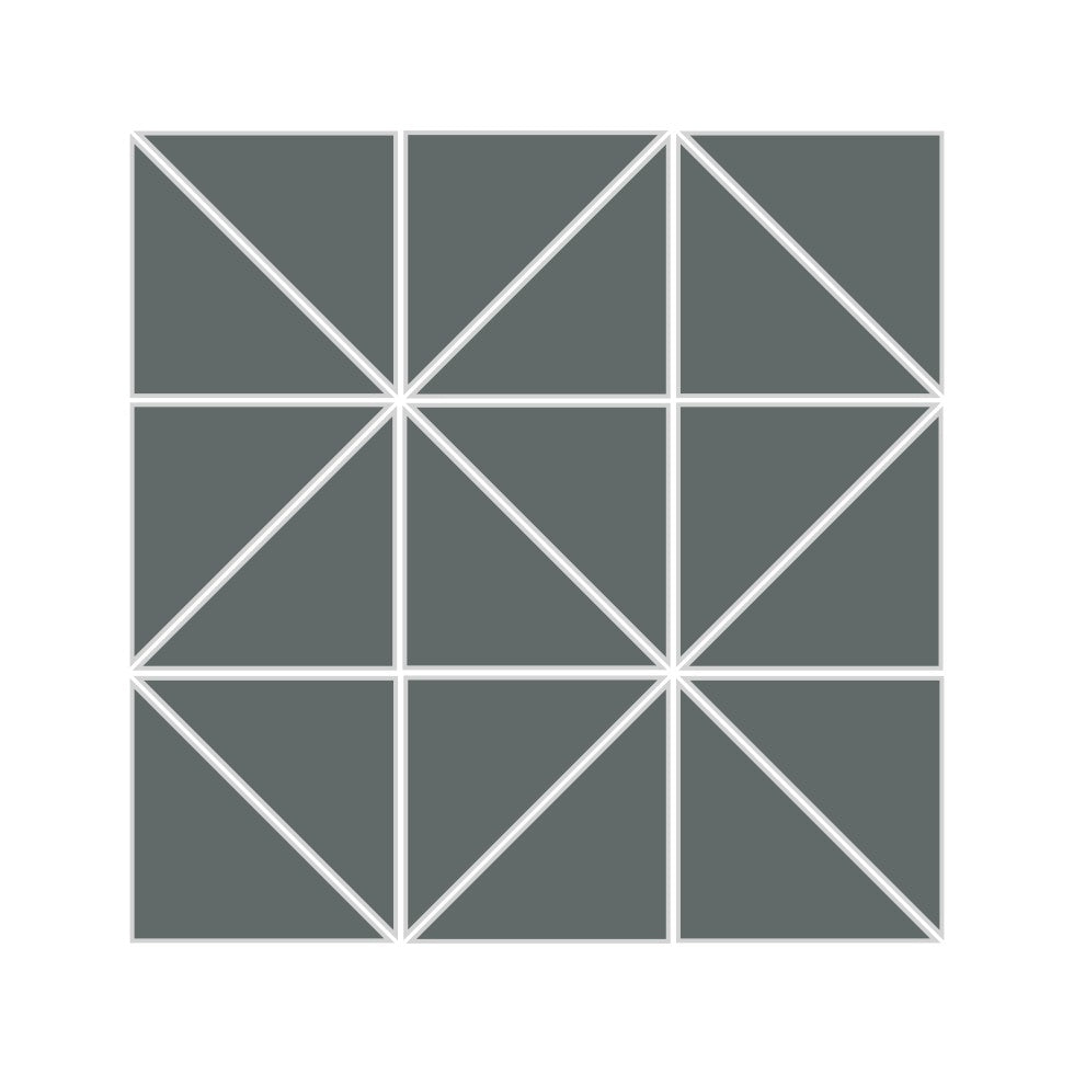 3" Triangle Sheeted - Quadrant Original Ceramic Mosaic Tile in Flagstone Gloss