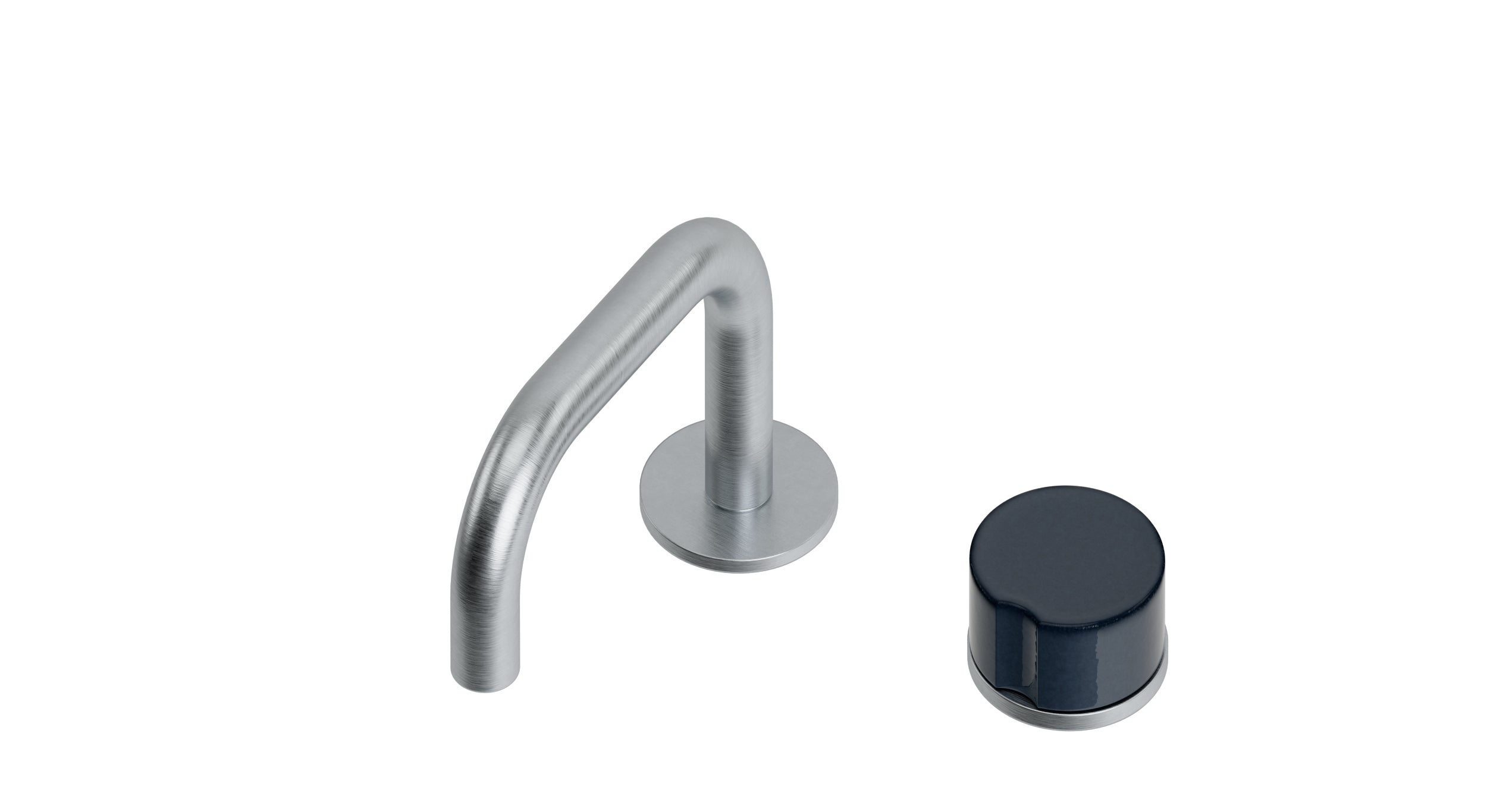 Foundry One Handle Deck Mount Squaretop Lavatory Faucet with Groove Ceramic Knob Handle in Satin Chrome