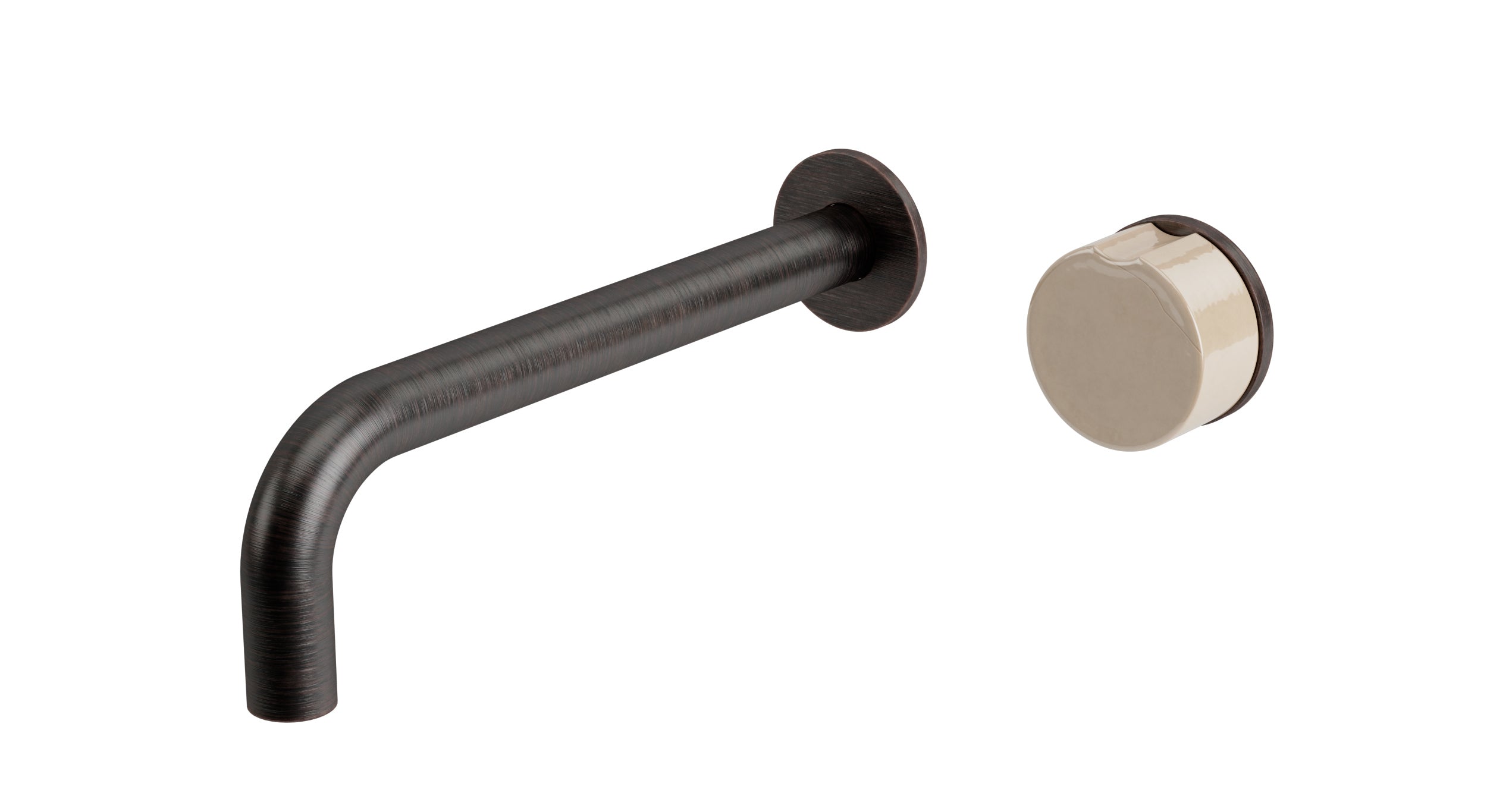 Foundry One Handle Wall Mount 7.5" Lavatory Faucet with Groove Ceramic Knob Handle in Antique Bronze