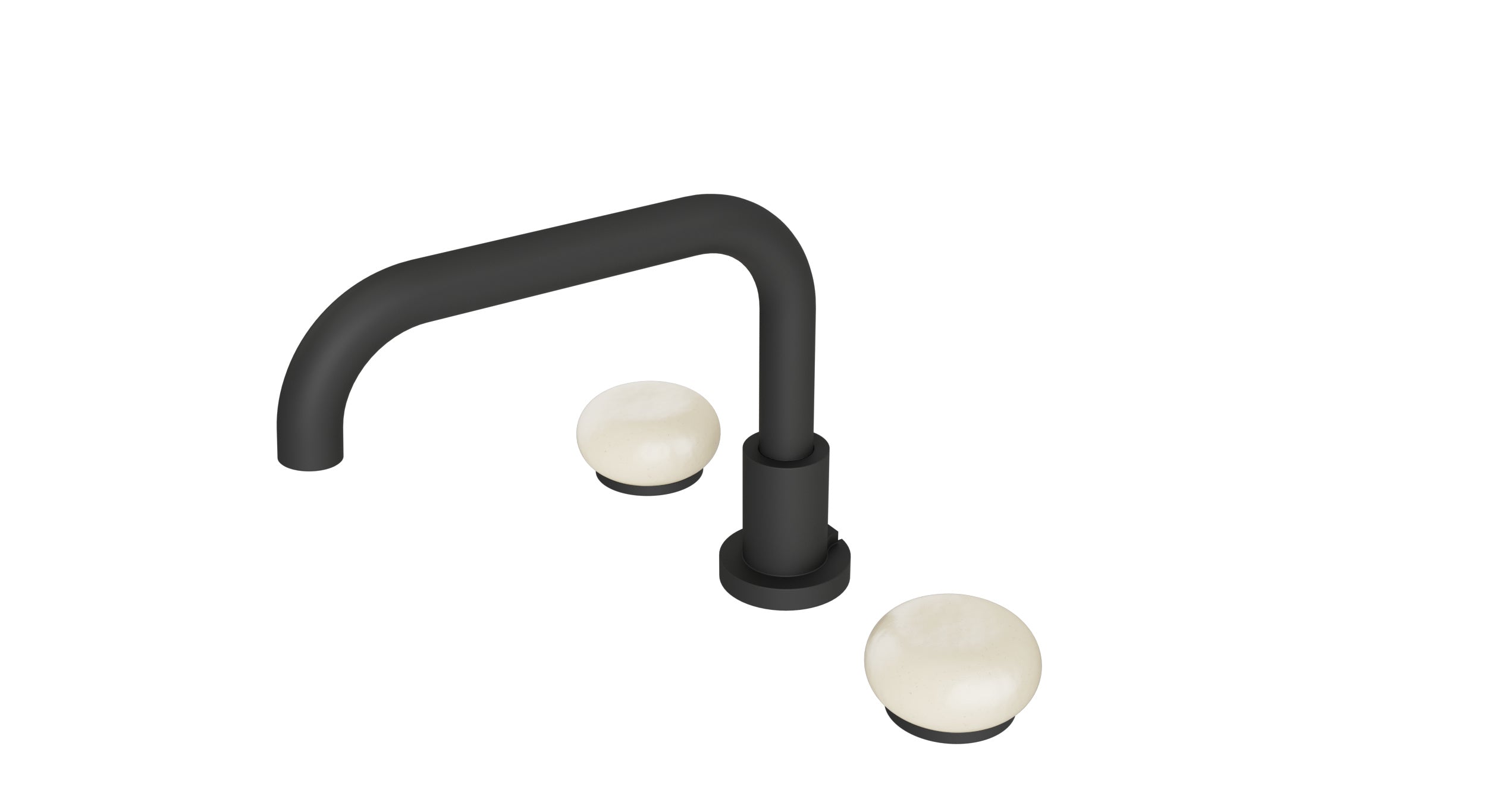 Foundry Two Handle Deck Mount Squaretop Bath Trim with Pebble Ceramic Knob Handles in Matte Black