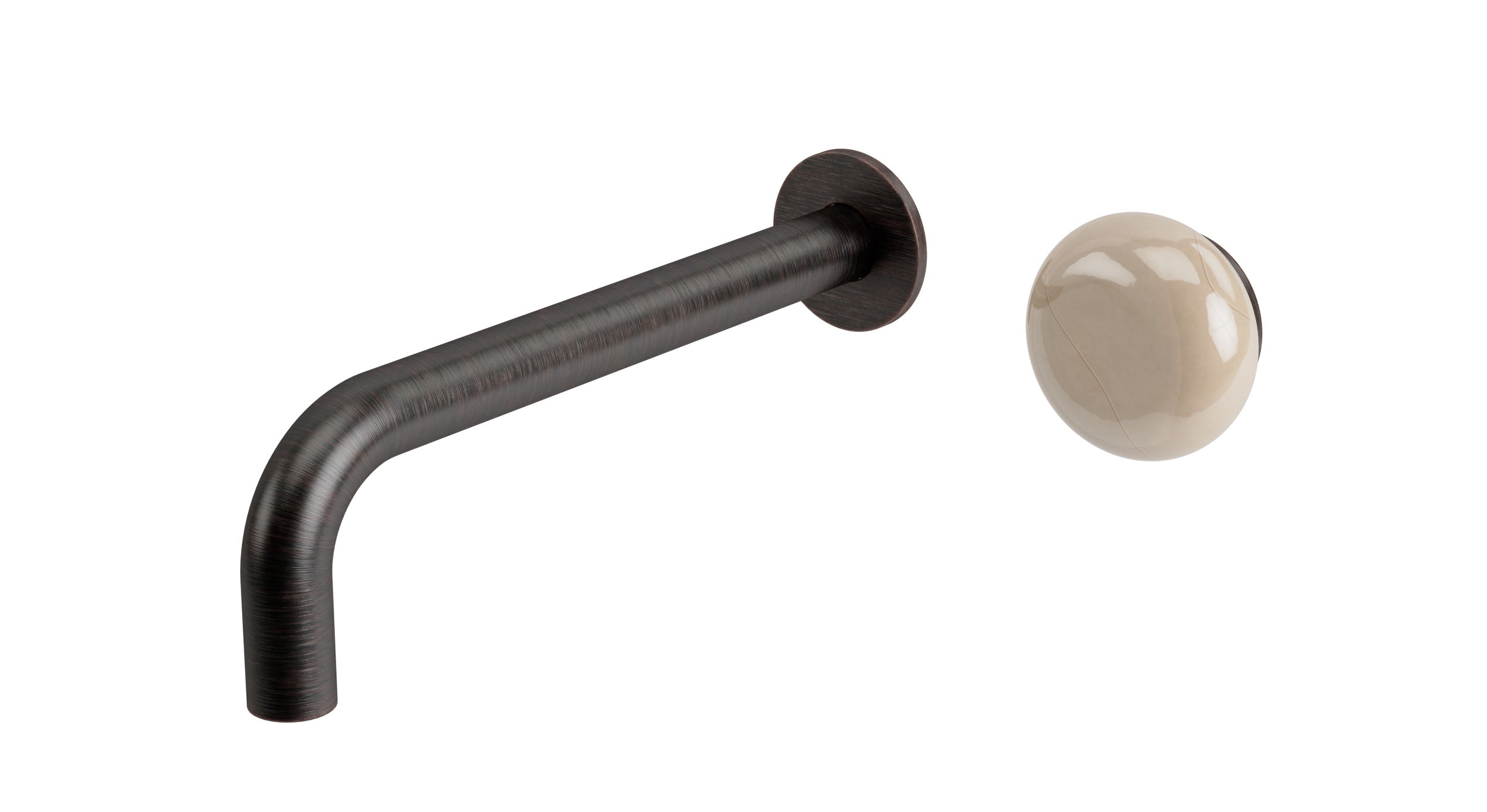 Foundry One Handle Wall Mount 7.5" Lavatory Faucet with Pebble Ceramic Knob Handle in Antique Bronze