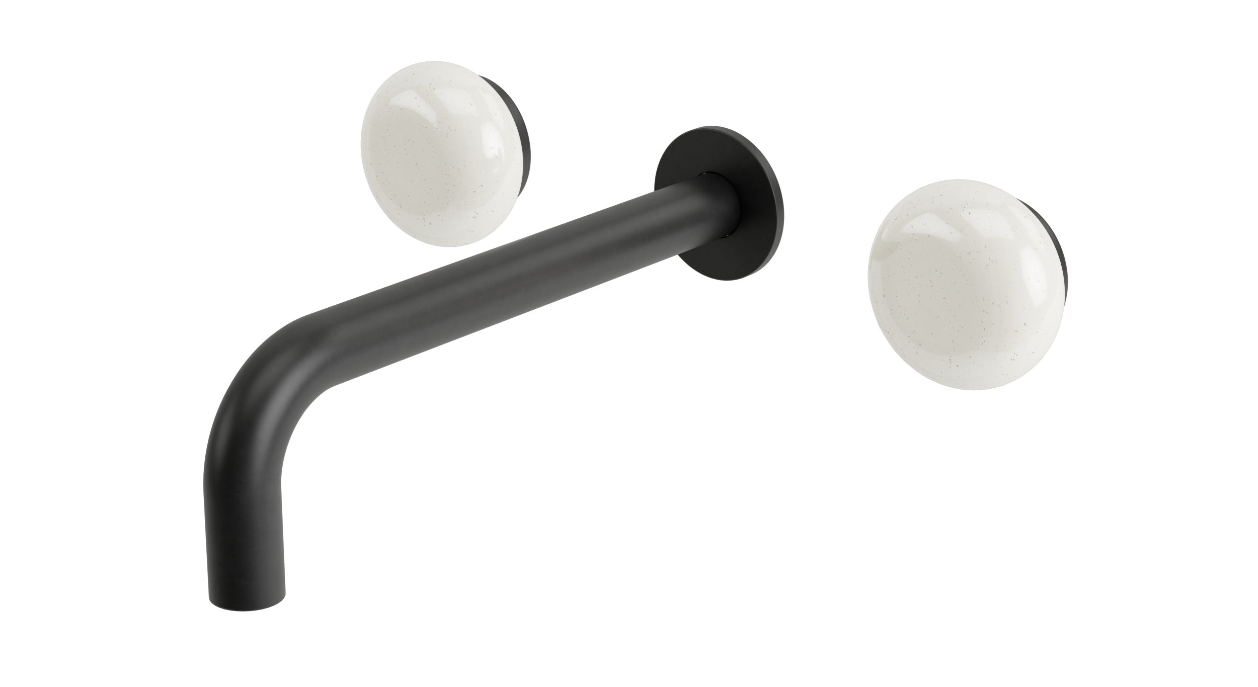 Foundry Two Handle Wall Mount 7.5" Lavatory Faucet with Pebble Ceramic Knob Handles in Oil Rubbed Bronze