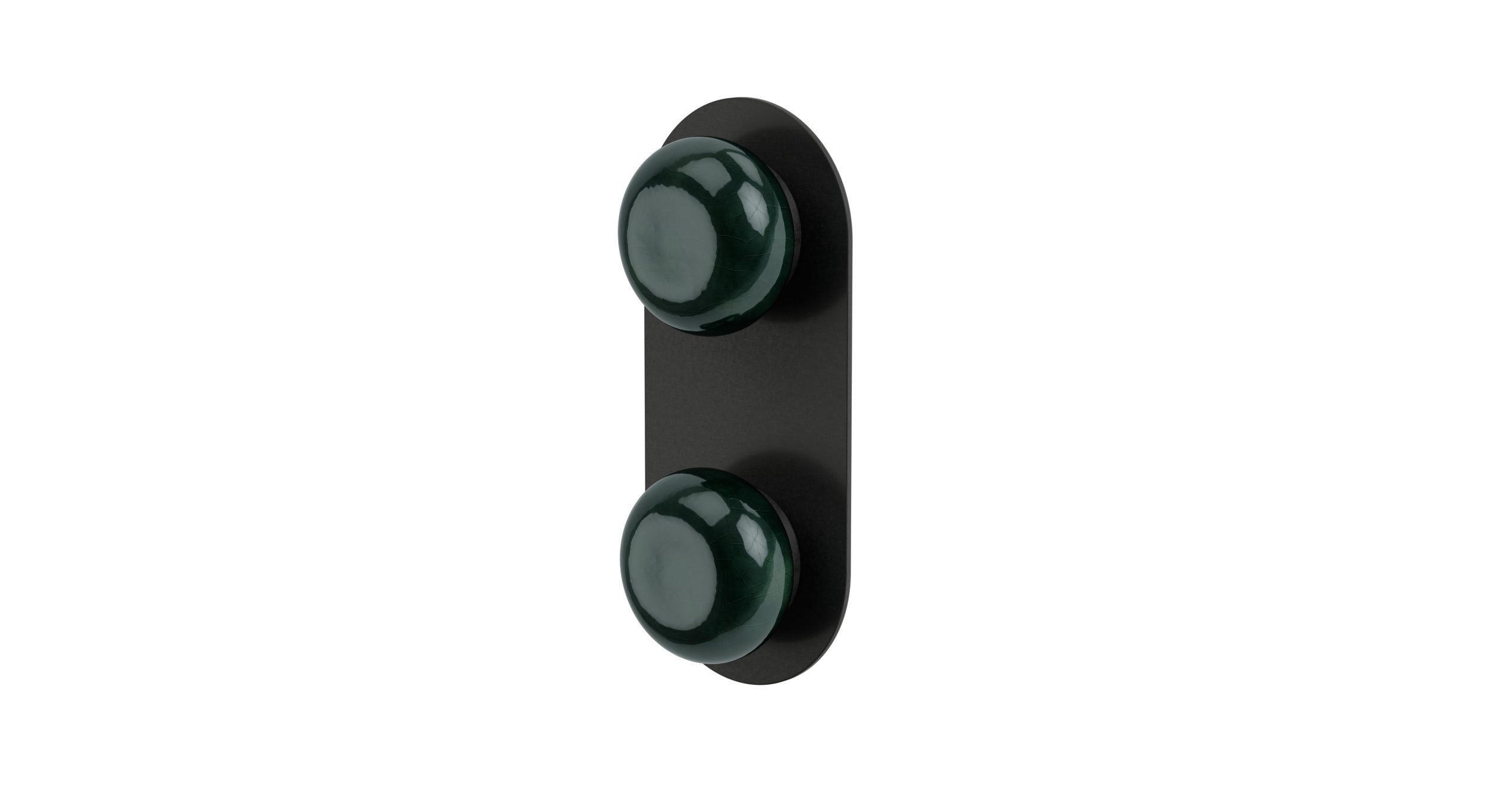 Foundry Two Handle Wall Mount Shower Trim with Pebble Ceramic Knob Handles in Blackened Nickel