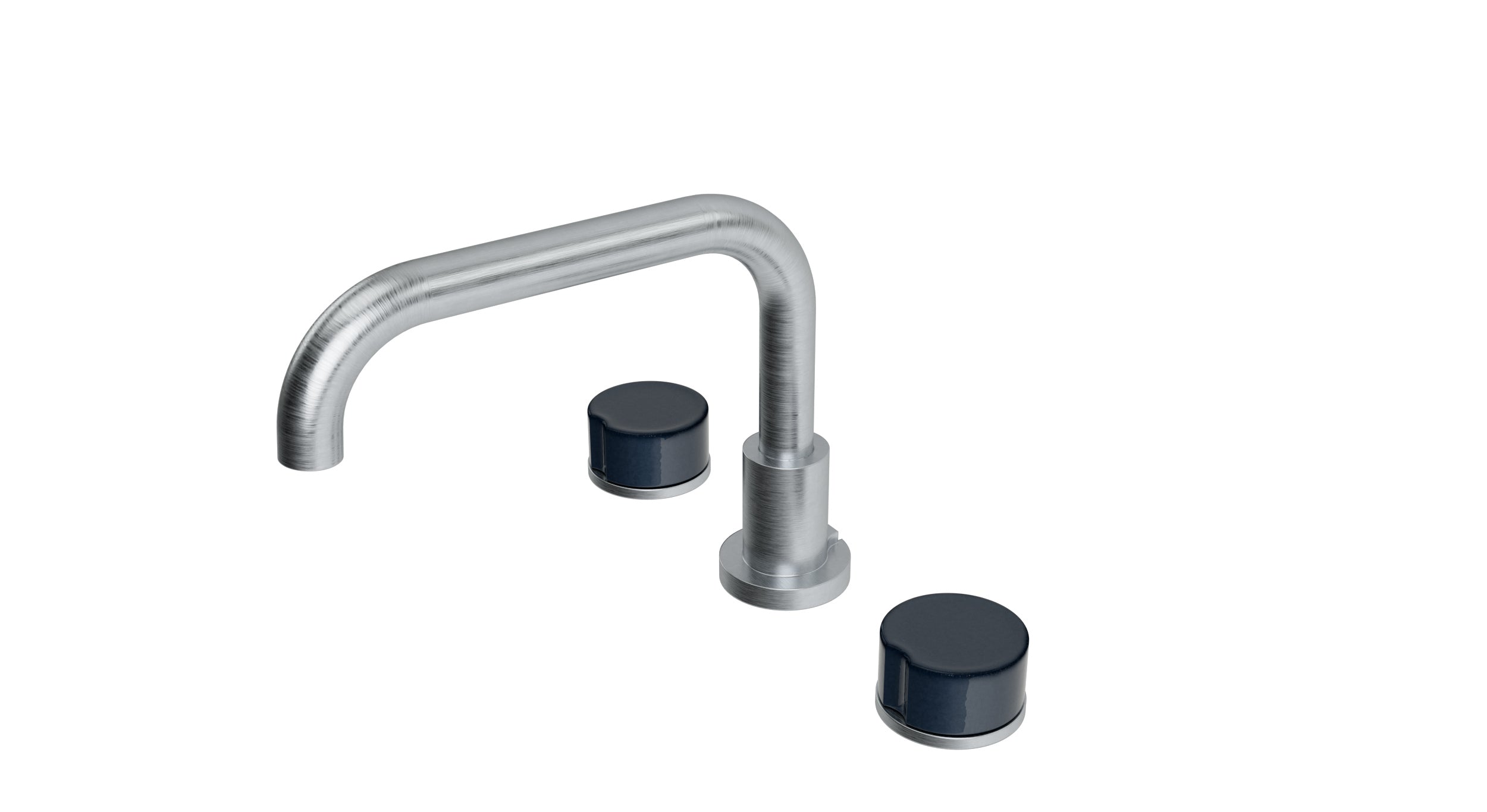 Foundry Two Handle Deck Mount Squaretop Bath Trim with Groove Ceramic Knob Handles in Satin Chrome