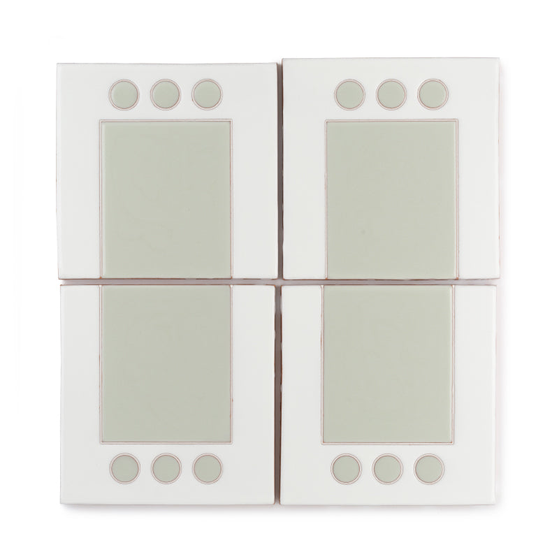 4x4 Handpainted Tile Dot Dash 2 in Plein Aire