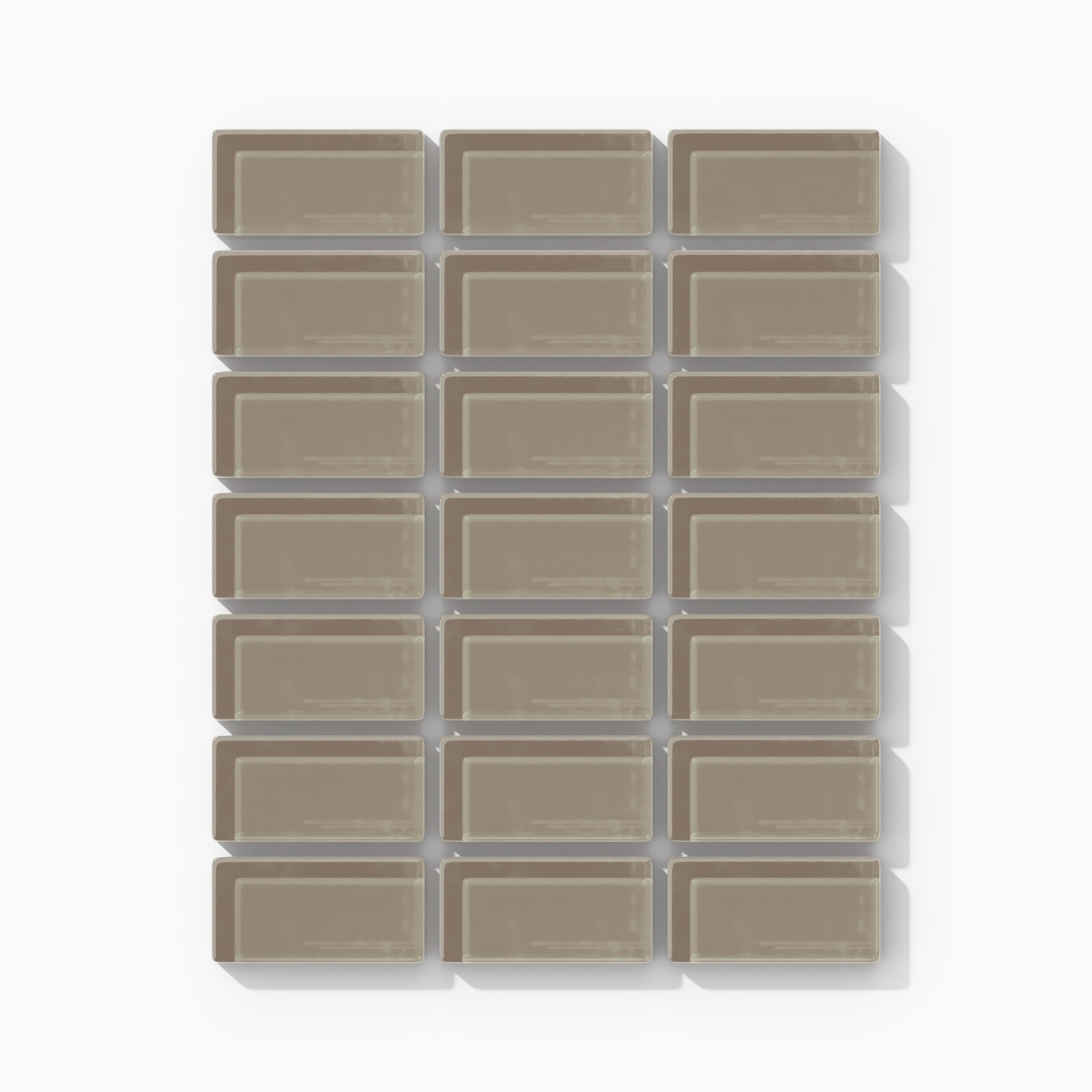 1x2 Straight Set Sheeted Glass Mosaic Tile in Quail Gloss