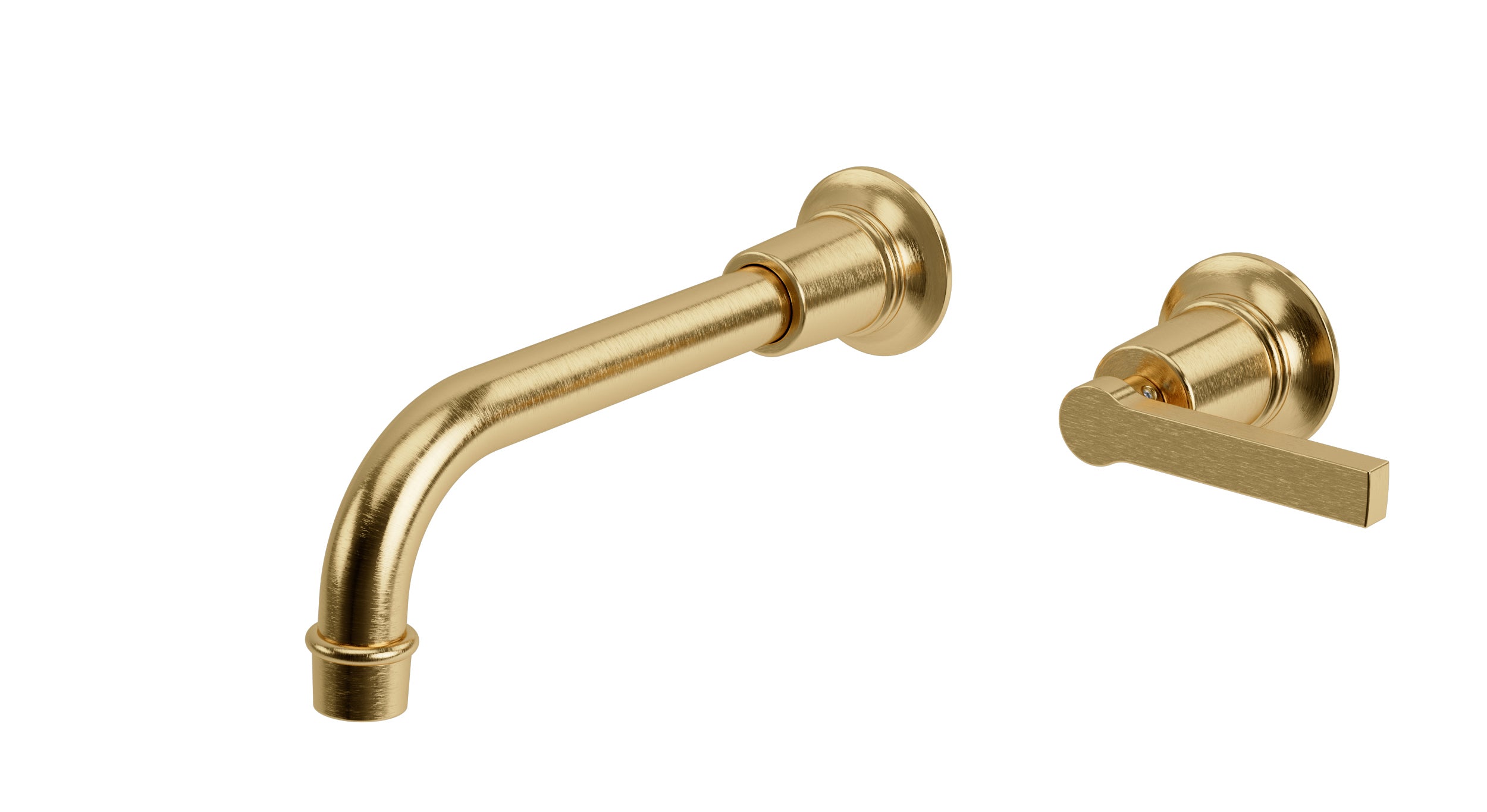 Emerson One Handle Wall Mount 8.25" Lavatory Faucet with Classic Lever Handle in Satin Brass