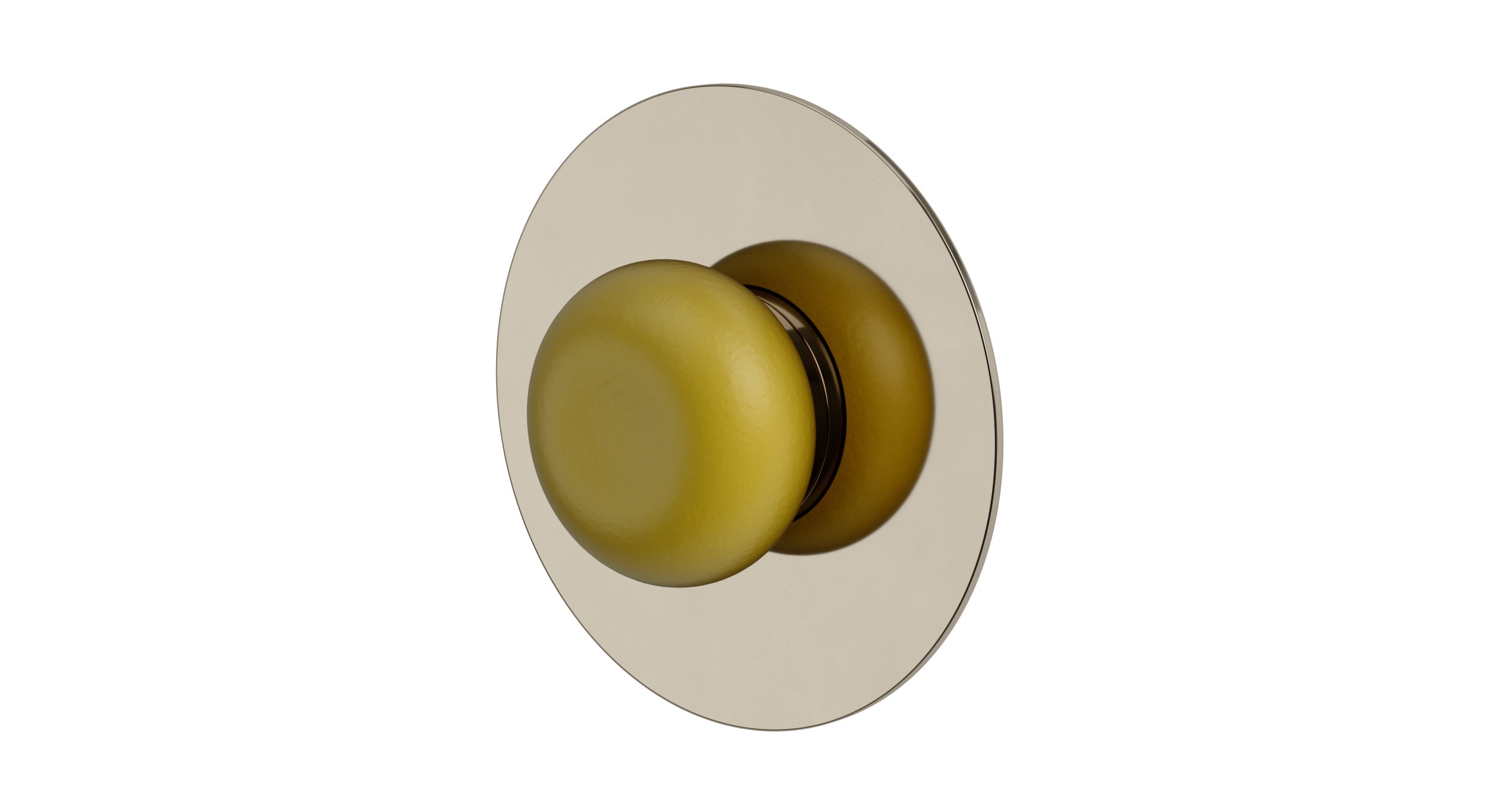 Foundry One Handle Wall Mount Shower Trim with Pebble Ceramic Knob Handle in Polished Nickel