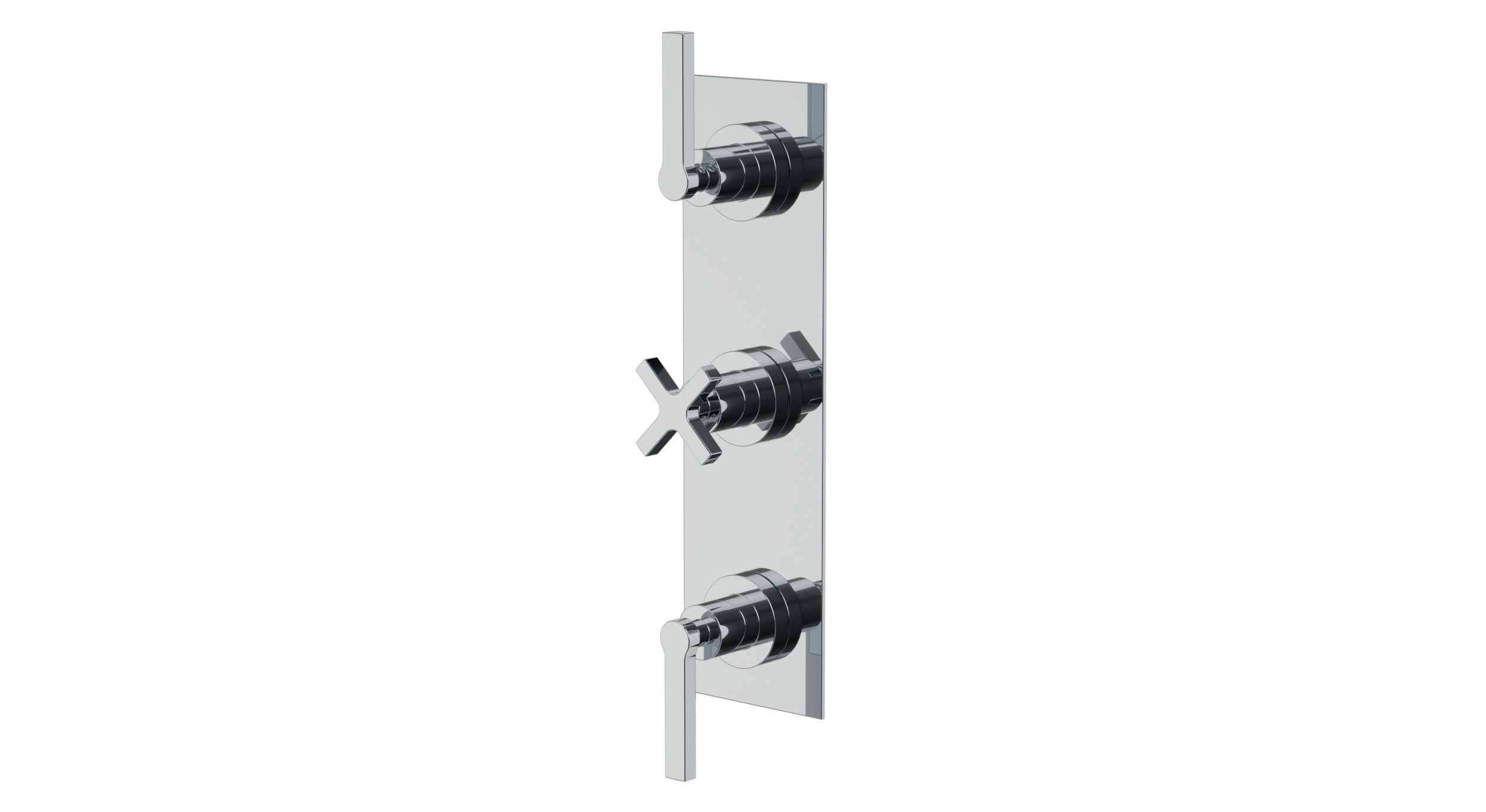 Flatiron Three Handle Wall Mount Shower Trim with Linear Cross/Linear Lever Handles