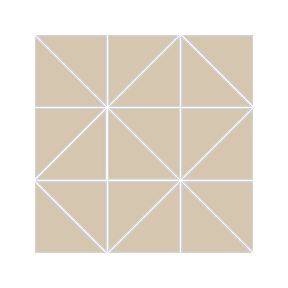 3" Triangle Sheeted - Quadrant Original Ceramic Mosaic Tile in Dolomite Gloss