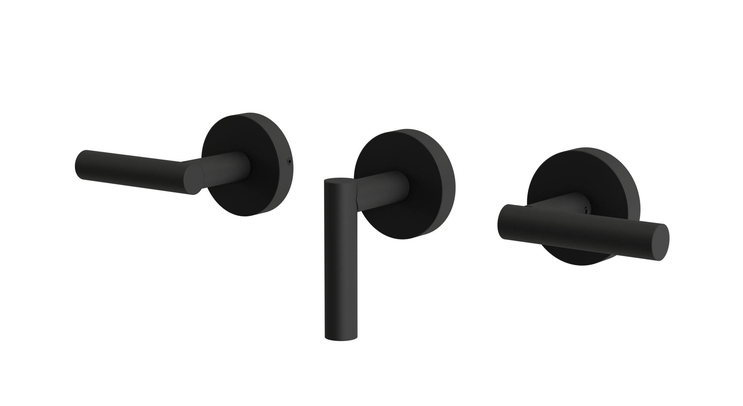 Contour Three Handle Wall Mount Bath Trim with Diverter/Volume Control and Soft Lever Handles in Matte Black